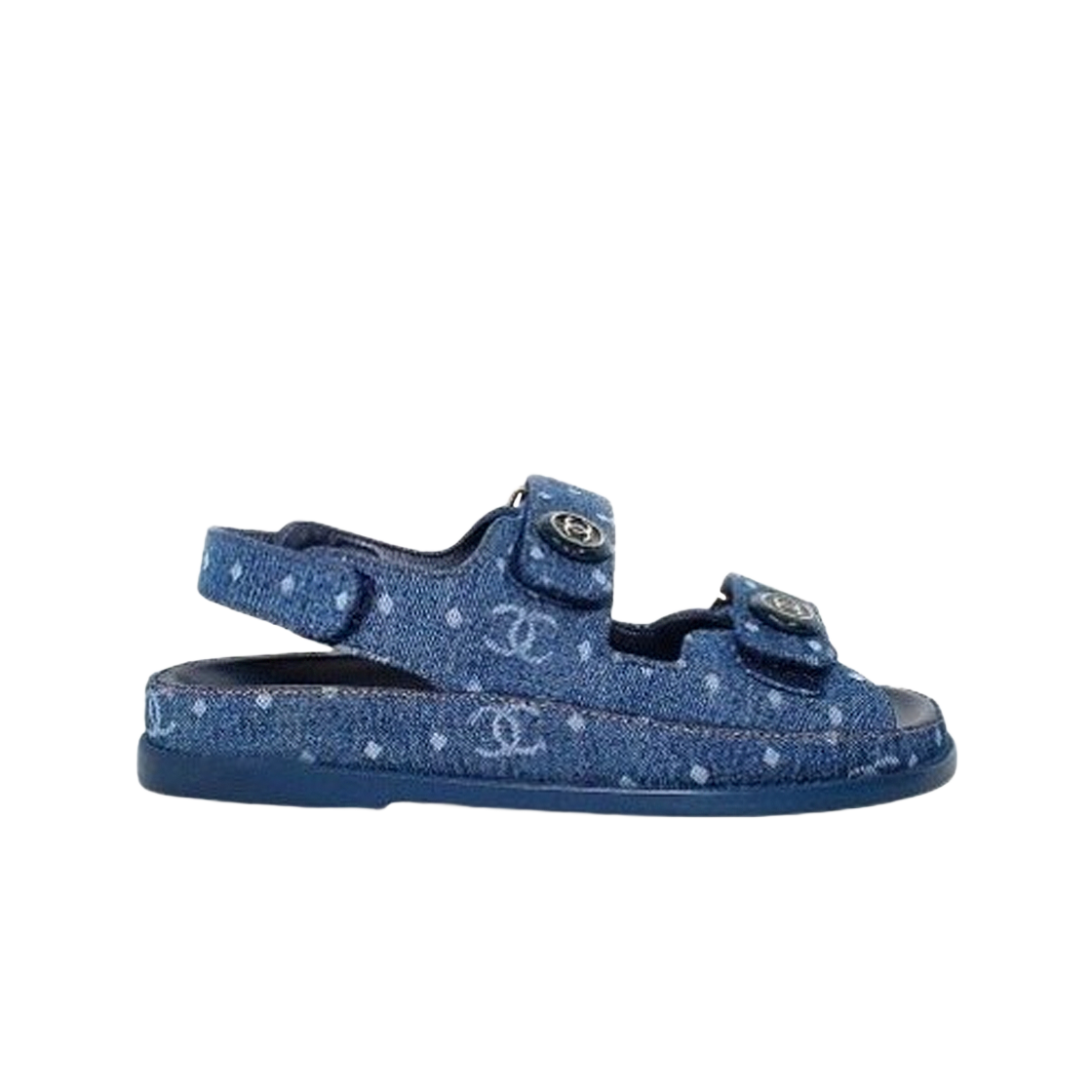 (W) 샤넬 샌들 프린티드 데님 & 다크 블루