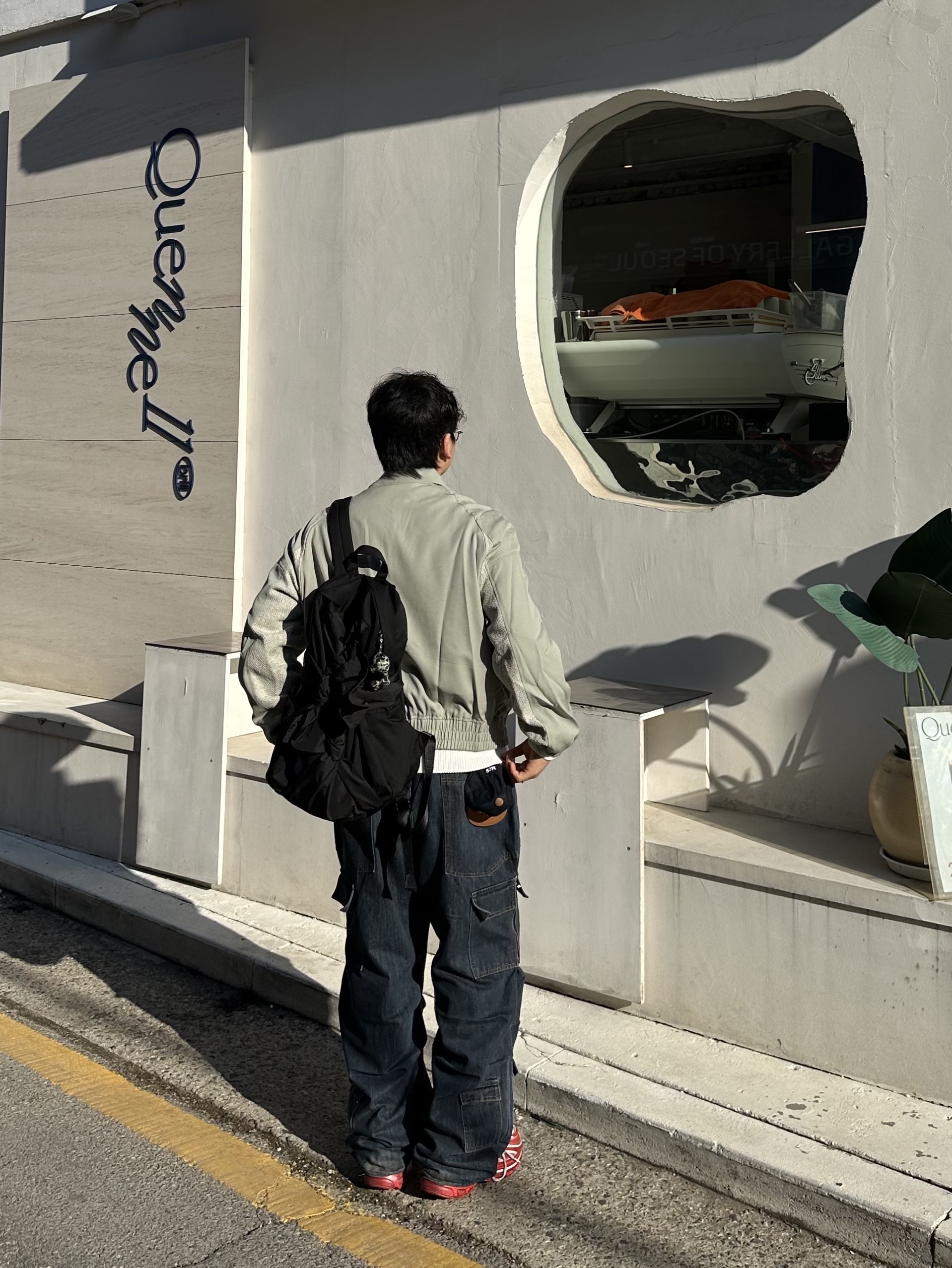 Typing Mistake Double Pocket Blouson Mint, Reebok x Kanghyuk Premier Road Modern Mid White Red 착용 스타일 - 4