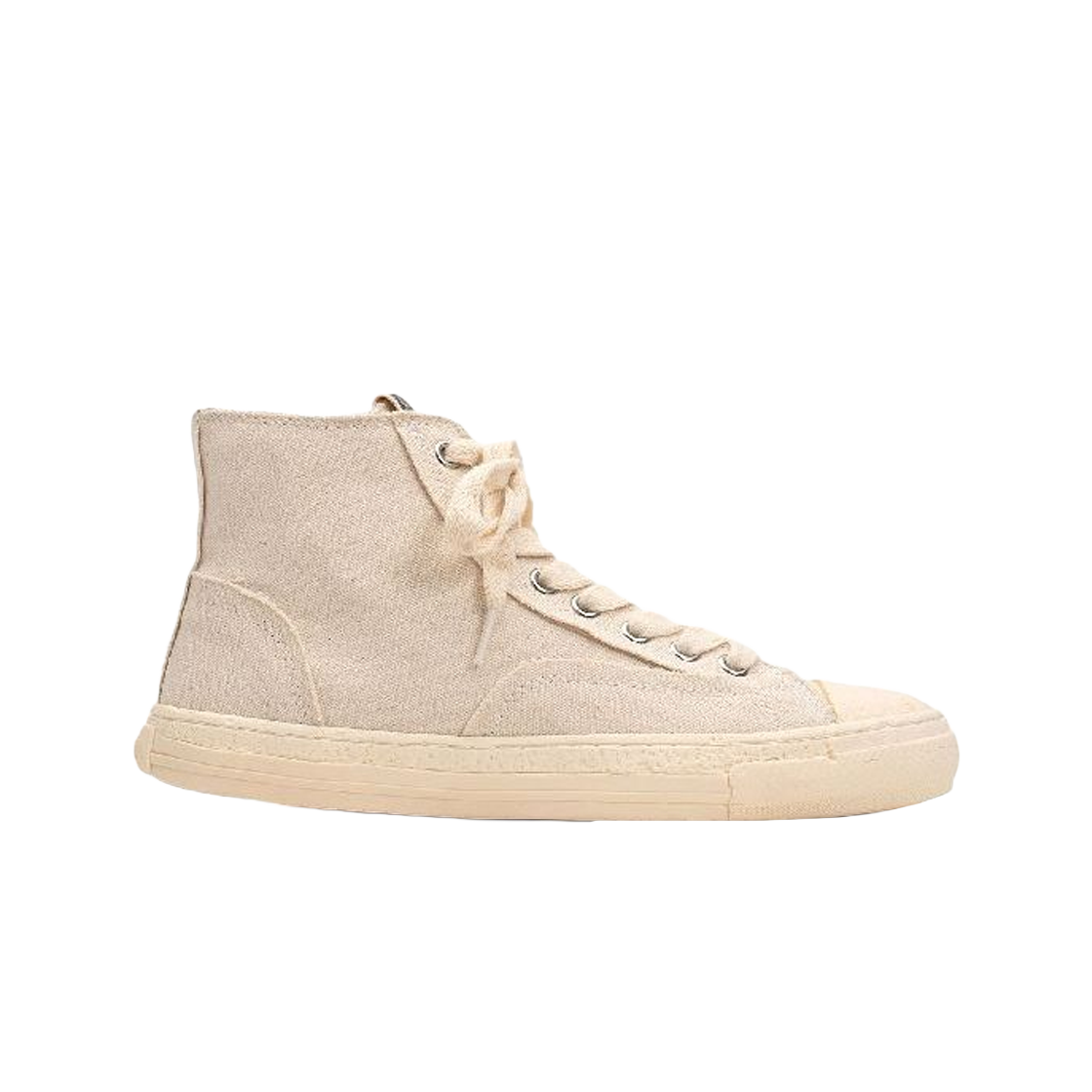 S09FW204-WHITE Maison Mihara Yasuhiro General Scale Past Sole Canvas High-top Sneakers White