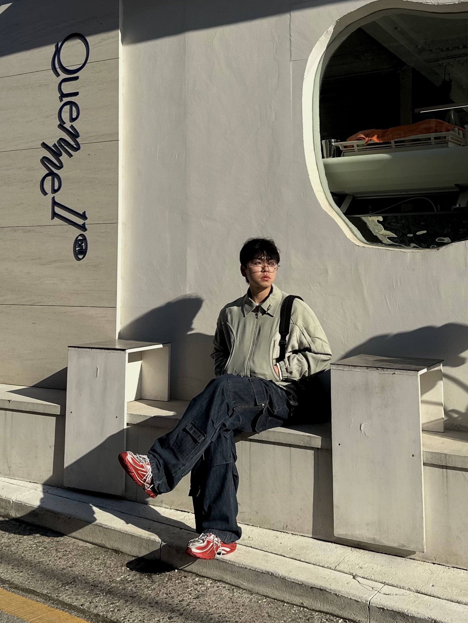 Typing Mistake Double Pocket Blouson Mint, Reebok x Kanghyuk Premier Road Modern Mid White Red 착용 스타일 - 3