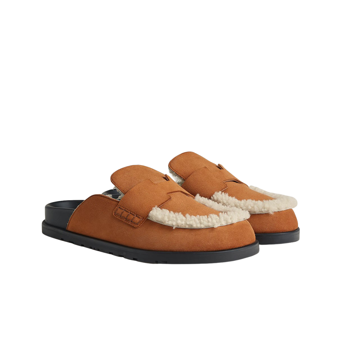 에르메스 고 뮬 스웨이드 고트스킨 셔링 & 베쥬 크라프트 에크류(Hermes Go Mule Suede Goatskin Shearling & Beige Kraft Ecru) - 2