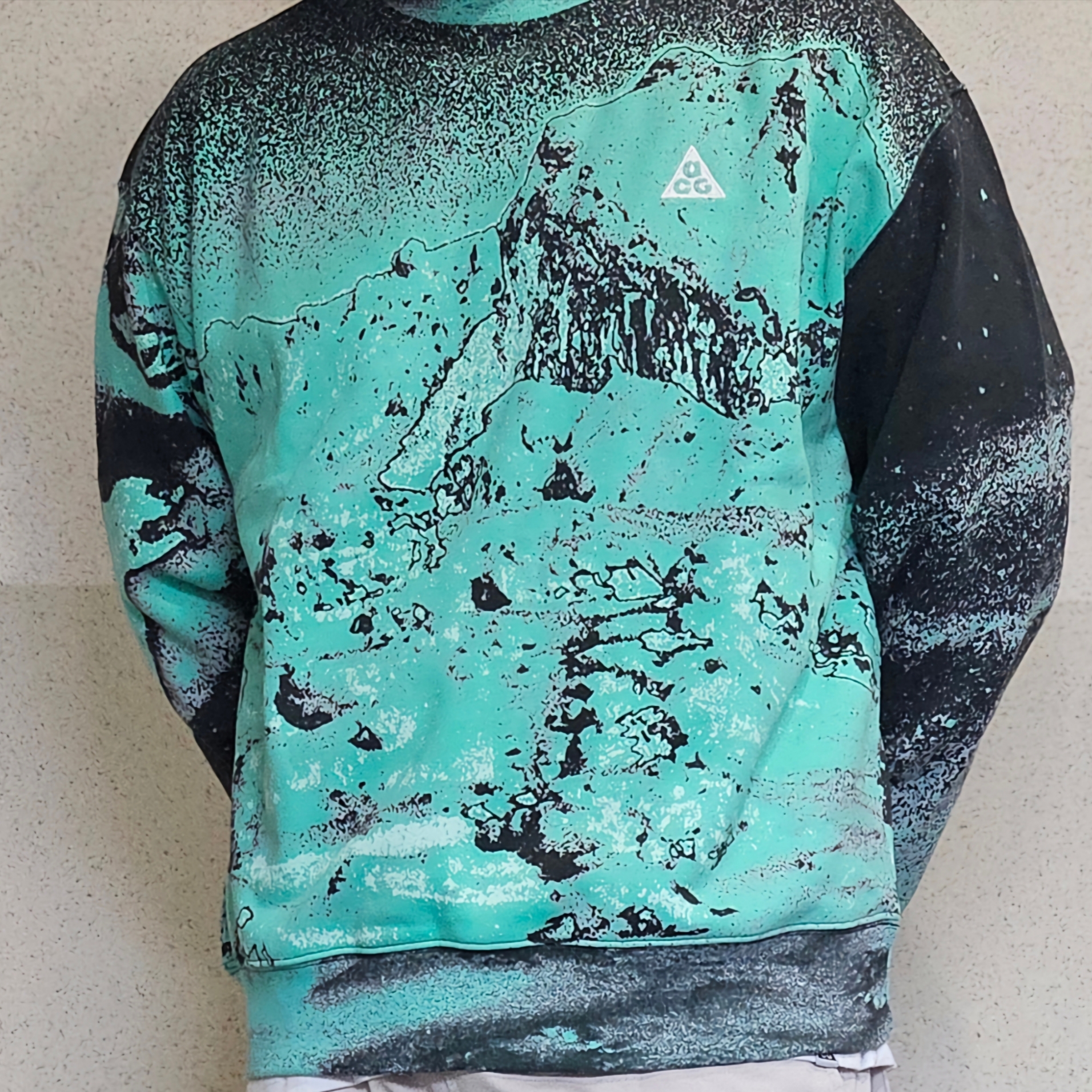 Nike ACG Therma Fit Crew Fleece AOP Sweatshirt Light Menta - Asia 착용 스타일 - 1