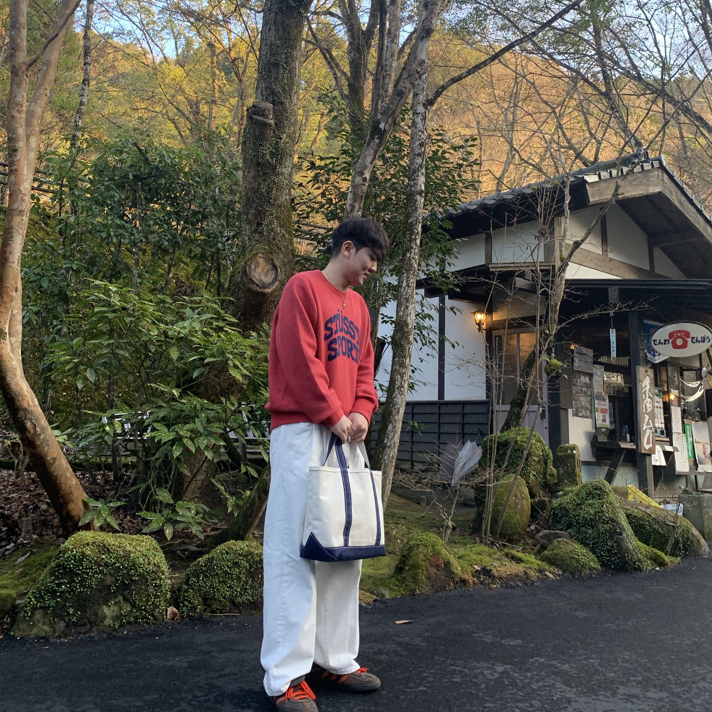 Stussy Sport Sweater Red 착용 스타일