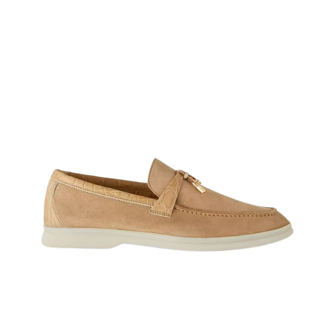 (W) 로로 피아나 썸머 참 워크 로퍼 스웨이드 카이만스킨 샌드 스톤