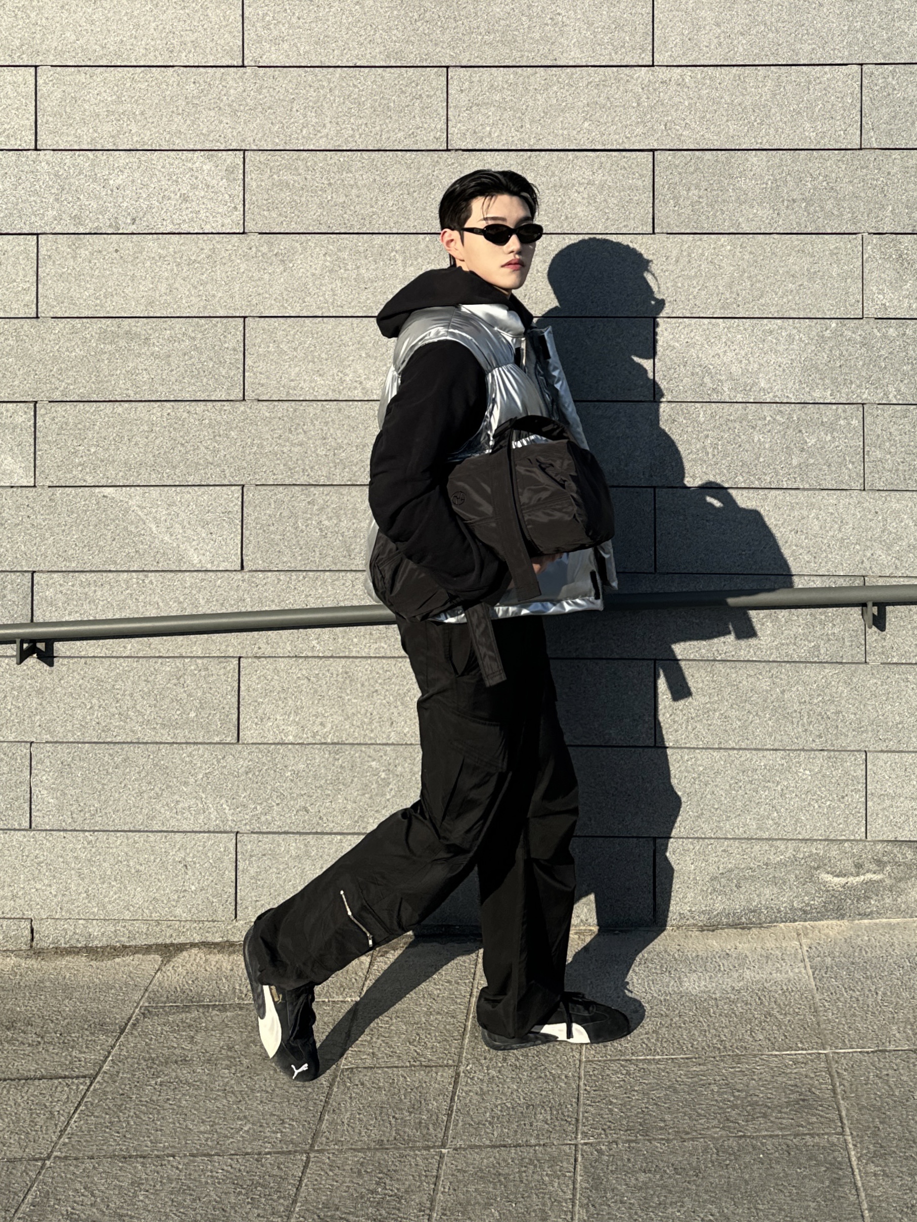 Puma Speedcat LS Black White, Gentle Monster July 01 Black 착용 스타일 - 1