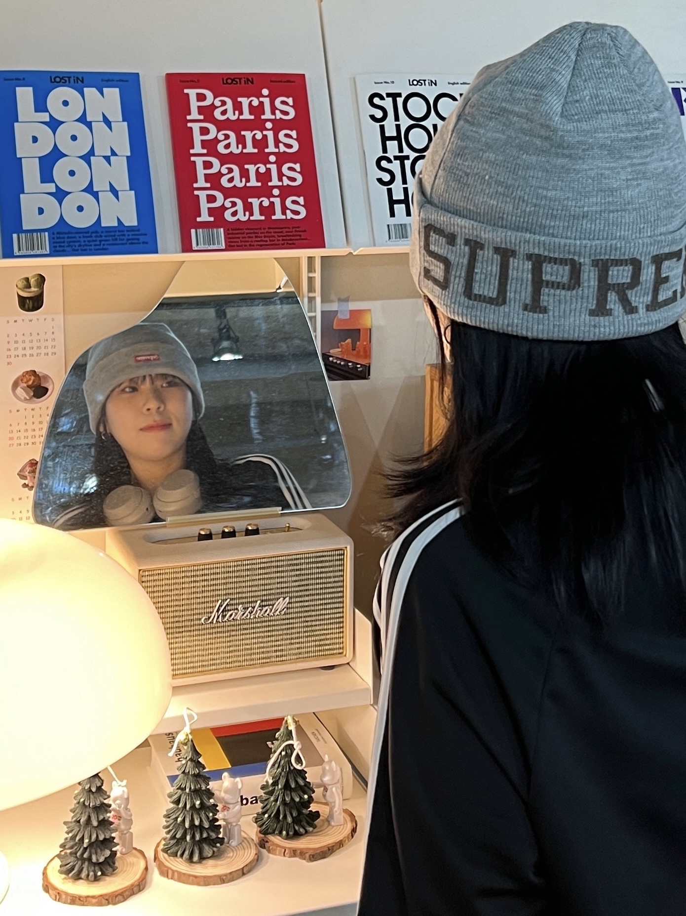 Supreme New Era Varsity Beanie Heather Grey - 23FW, Nike Air Force 1 '07 WB Flax 착용 스타일 - 4