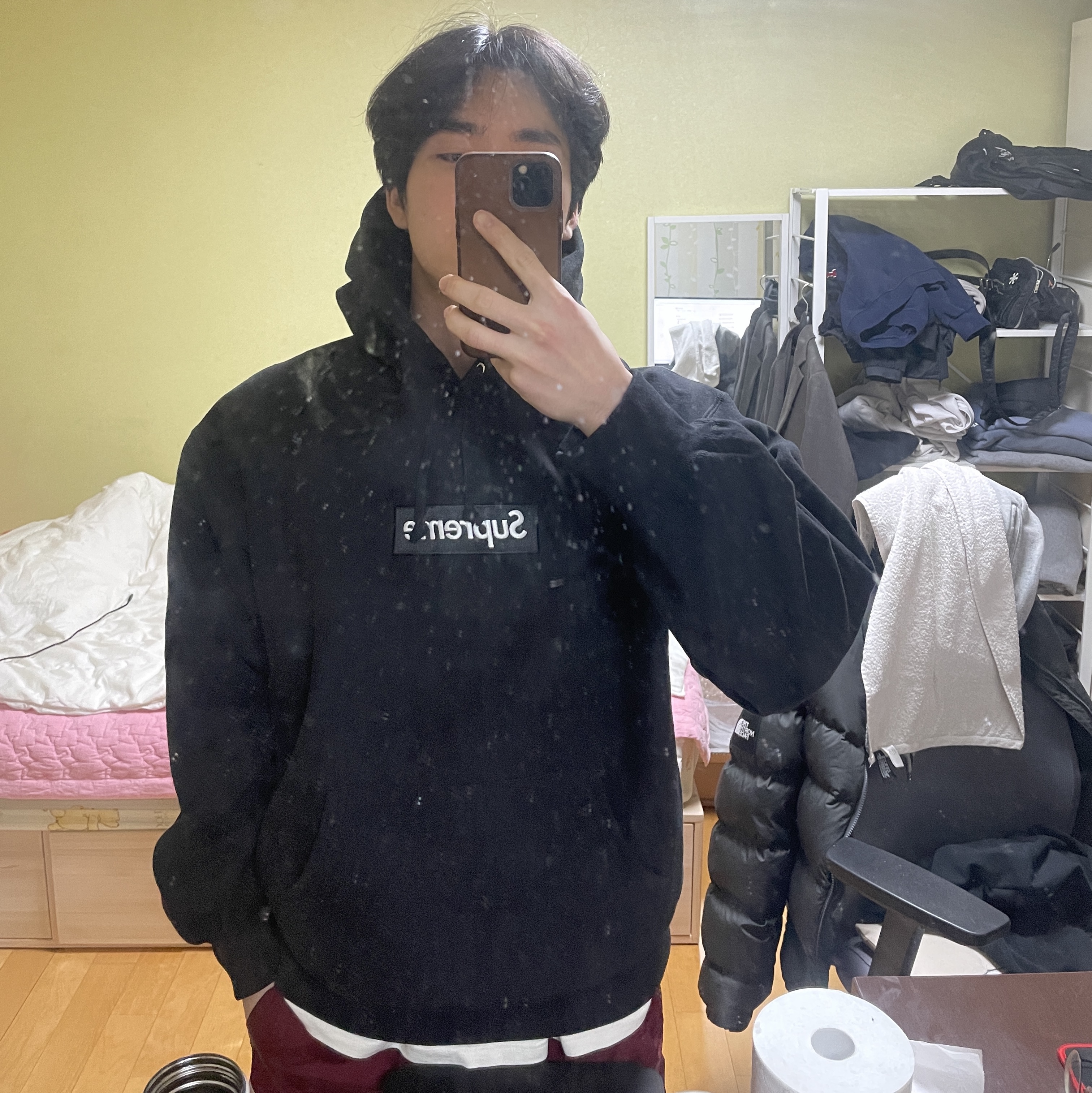Supreme Box Logo Hooded Sweatshirt Black - 23FW 착용 스타일