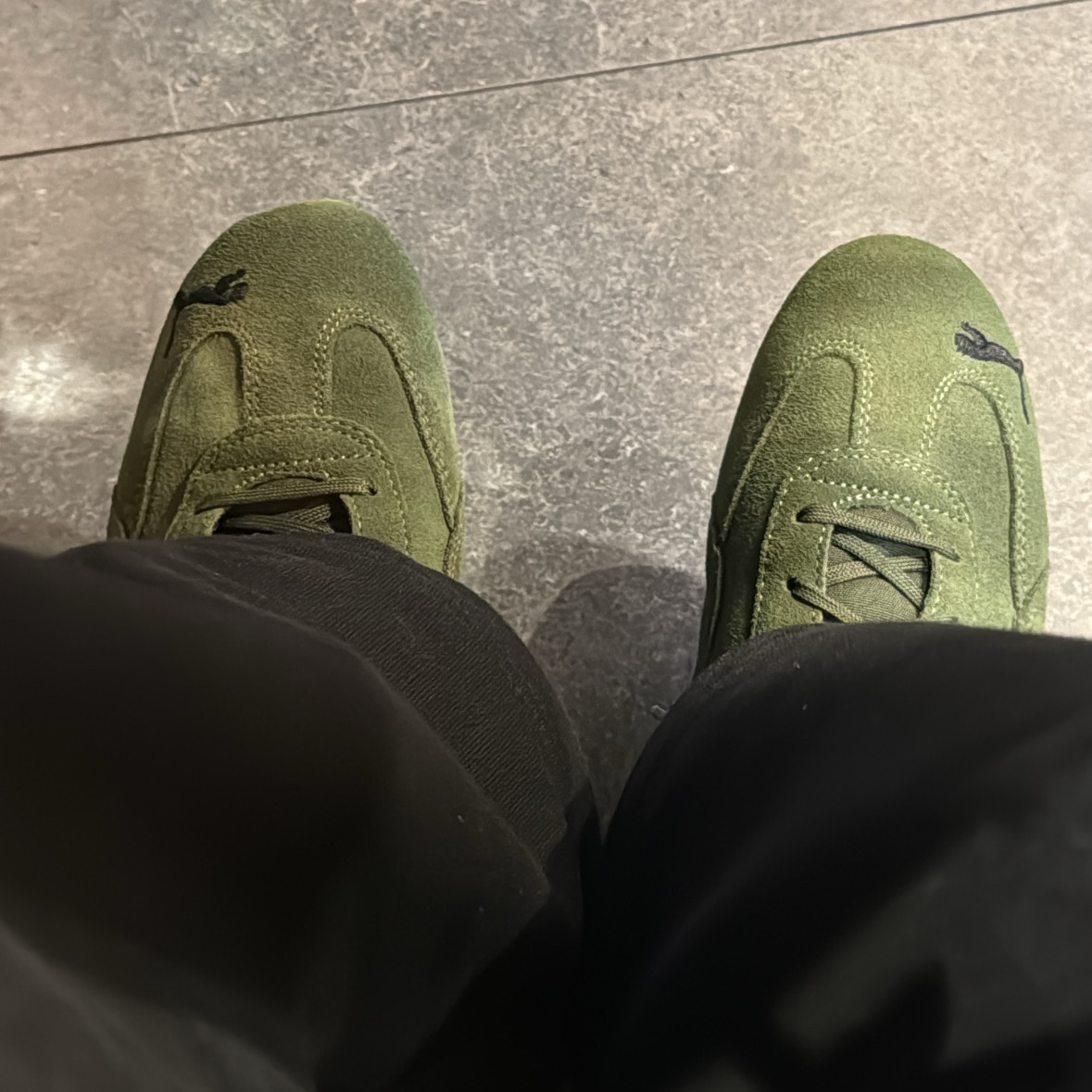 Puma Speedcat Shield SD Driving Shoes Myrtle Puma Black 착용 스타일