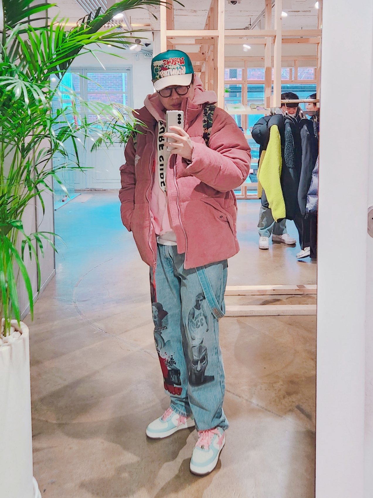 Kapital Fleece Catfish Surf Hood Sweatshirt Pink, BAPE Sta Low #4 Green 착용 스타일