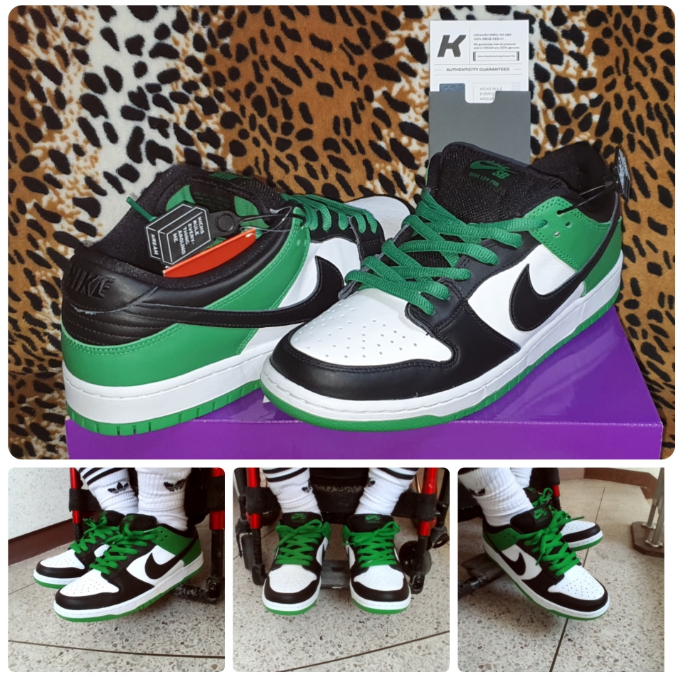 Nike SB Dunk Low Pro Black and Classic Green 착용 스타일