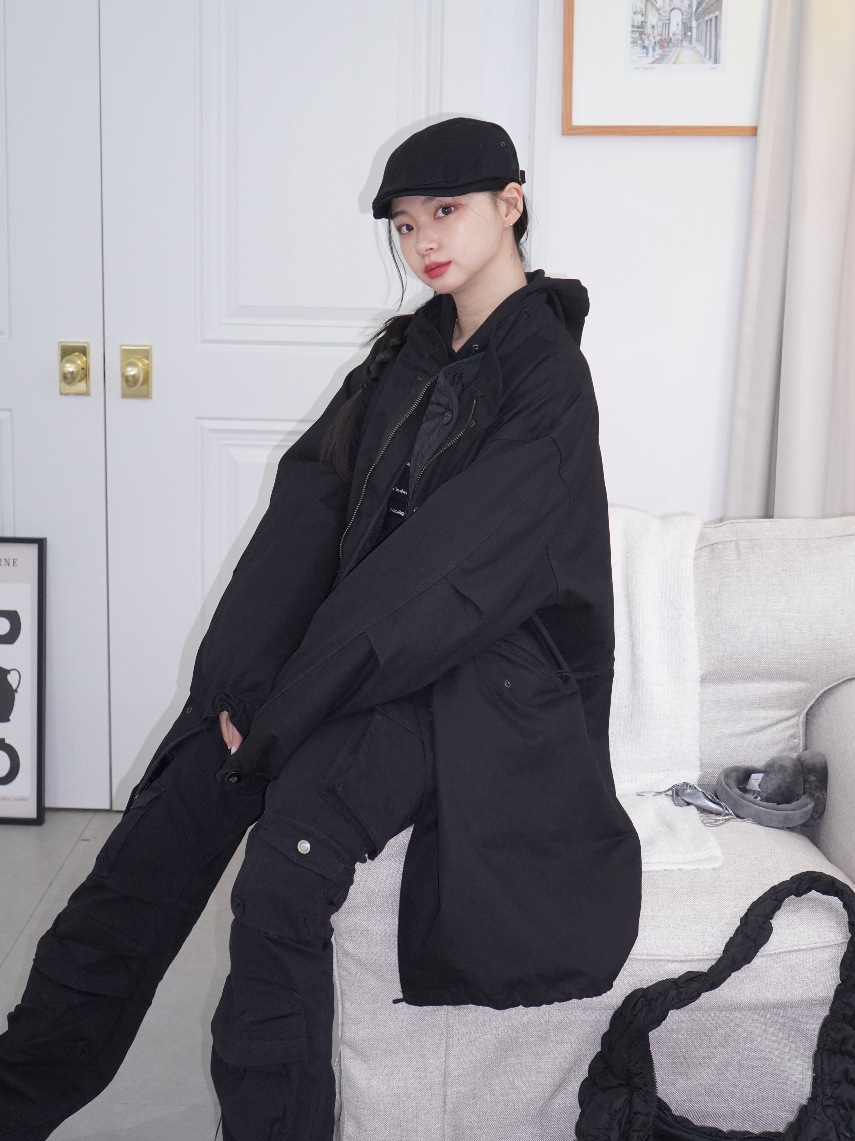 Nike x Supreme Air Force 1 Low Black 착용 스타일 - 2