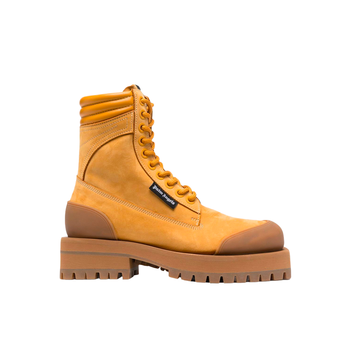 PWIE007F22LEA0011700 Palm Angels Square Toe Combat Boots Sand
