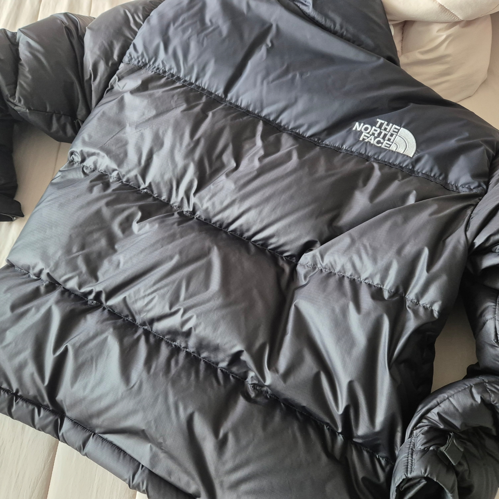 The North Face 1996 Eco Nuptse Jacket Black 착용 스타일