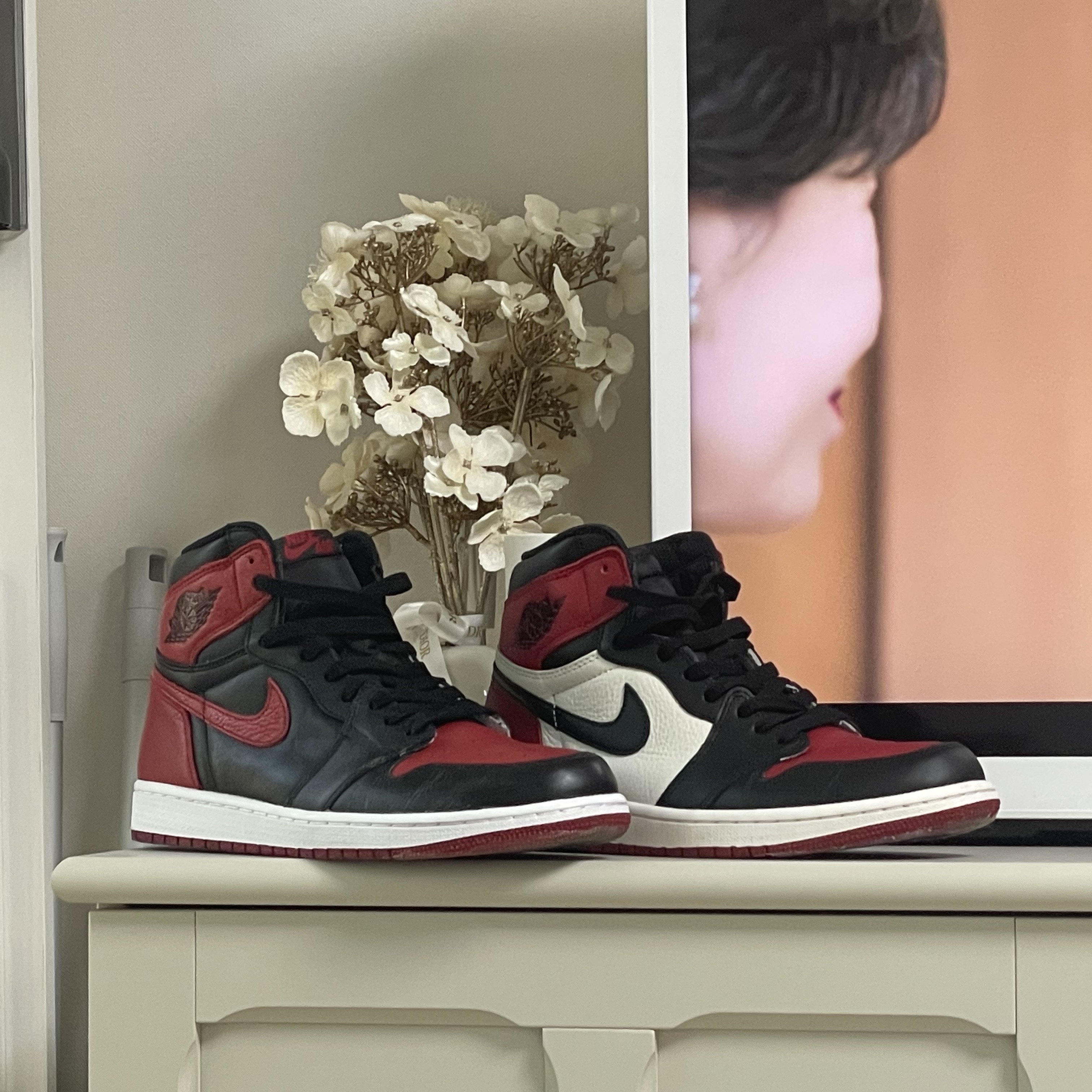 Jordan 1 Retro High OG Bred Banned 2016, Jordan 1 Retro High OG Bred Toe 착용 스타일
