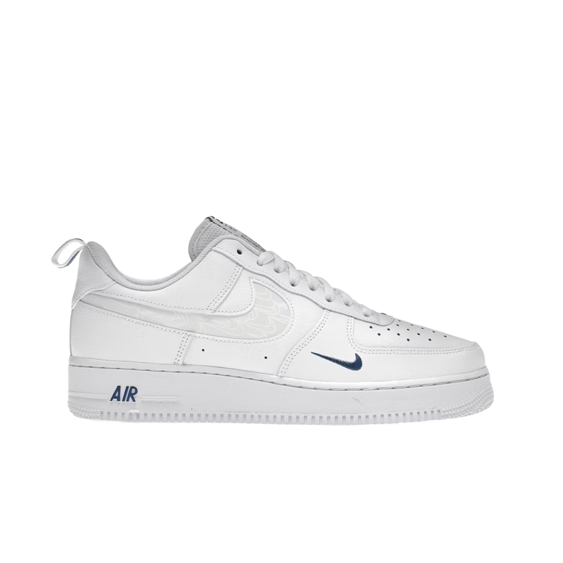 FB8971-100 Nike Air Force 1 Reflective Swoosh White Marina Blue