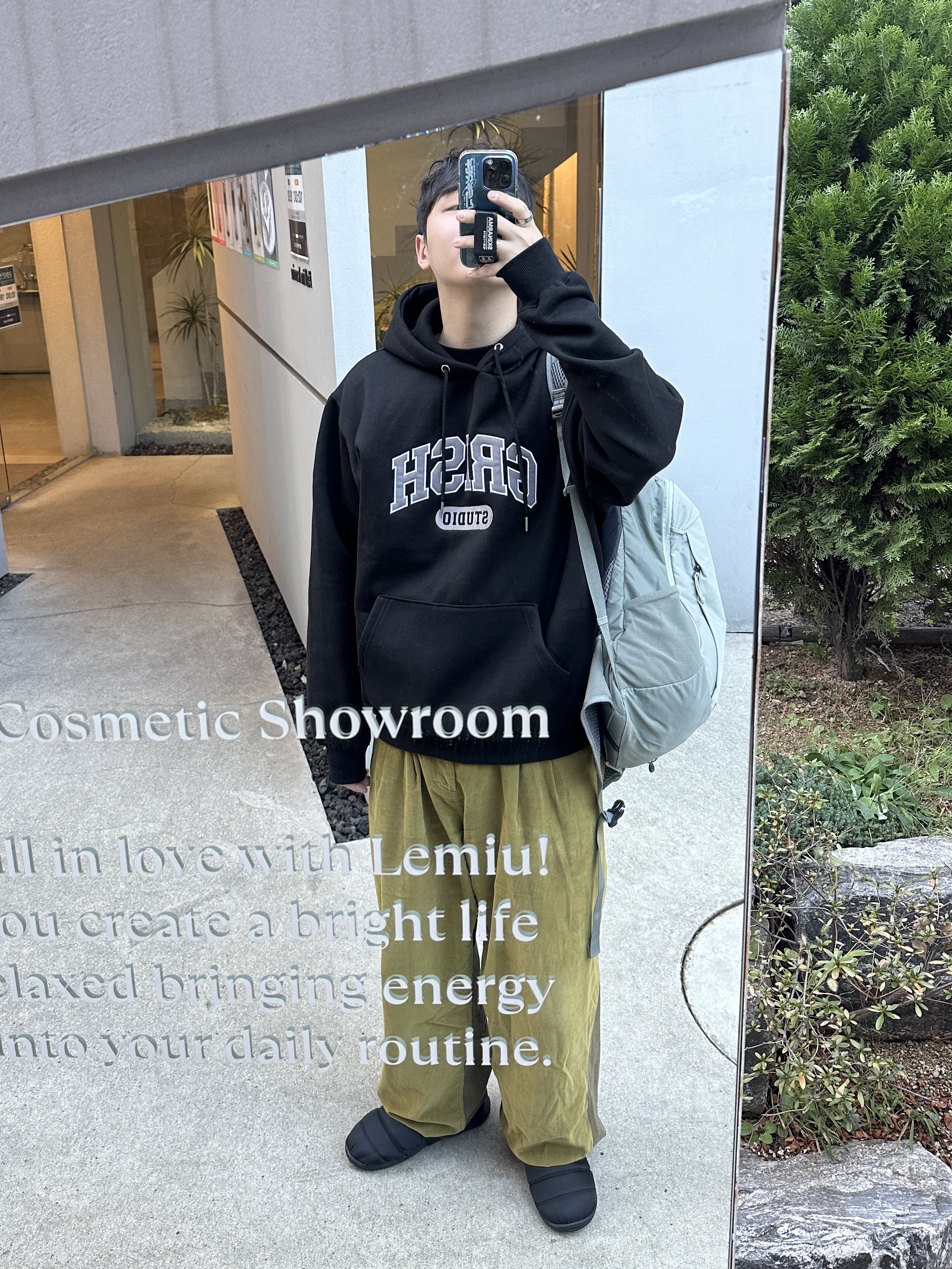 Sansan Gear Corduroy Pants Olive - 22FW, Salomon Trailblazer 20 Martini Olive 착용 스타일 - 2