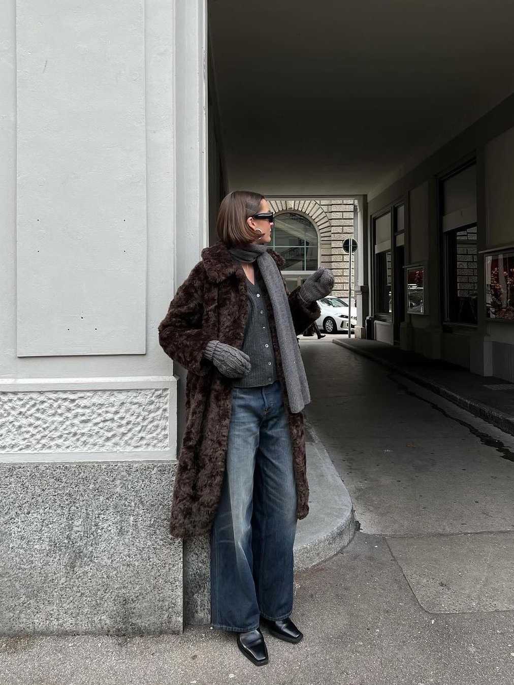 (W) Play Comme des Garcons Black Heart Knit Cardigan Grey, Andersen Andersen Skipper Jacket Grey 착용 스타일 - 6
