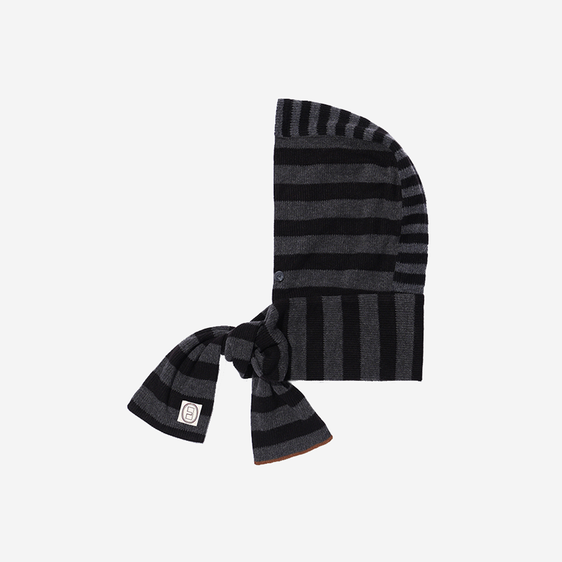 카락터 스트라이프 니트 바라클라바 머플러 블랙 차콜(Karactor Striped Knit Balaclava Muffler Black Charcoal)