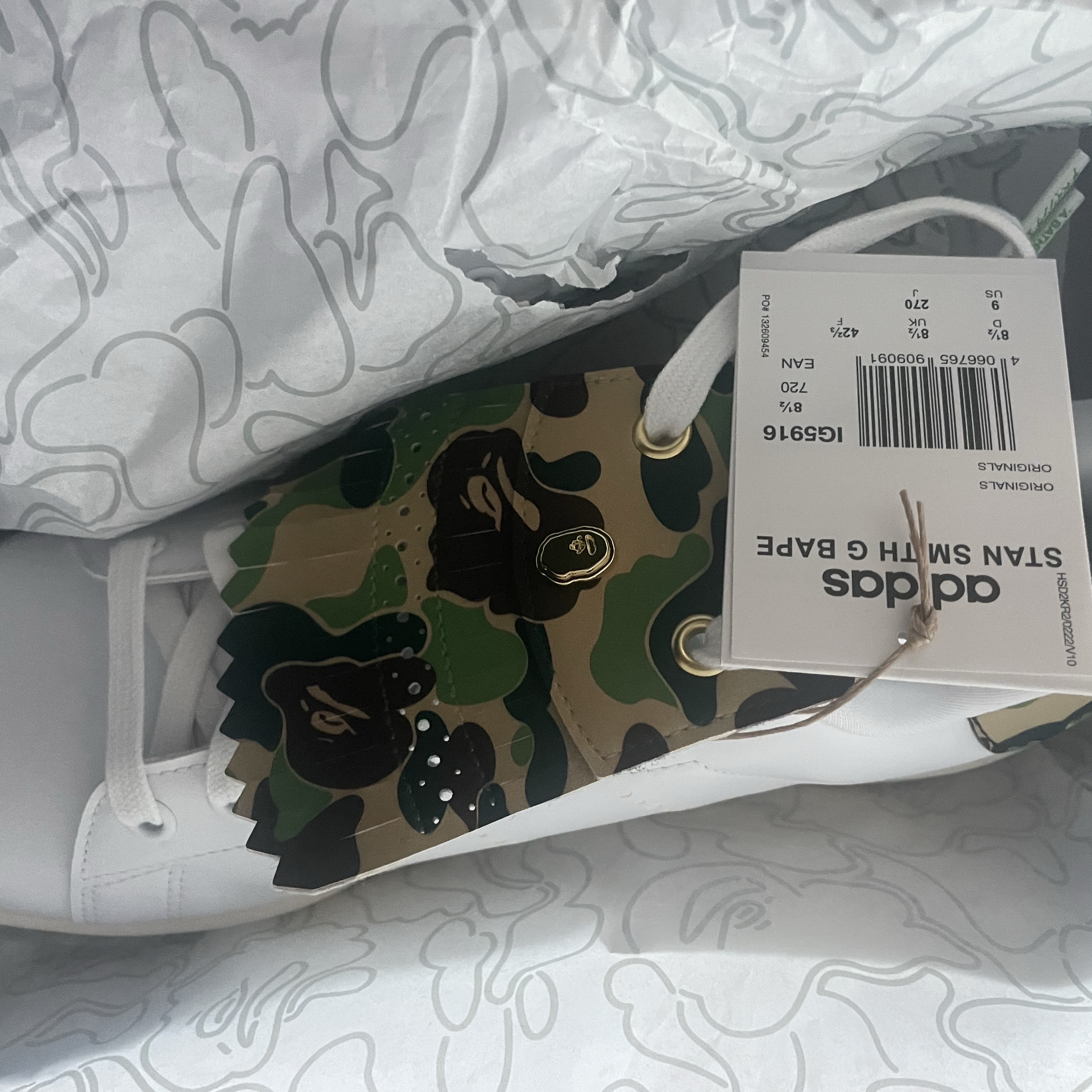 Adidas x BAPE Stan Smith Golf Cloud White Green 착용 스타일