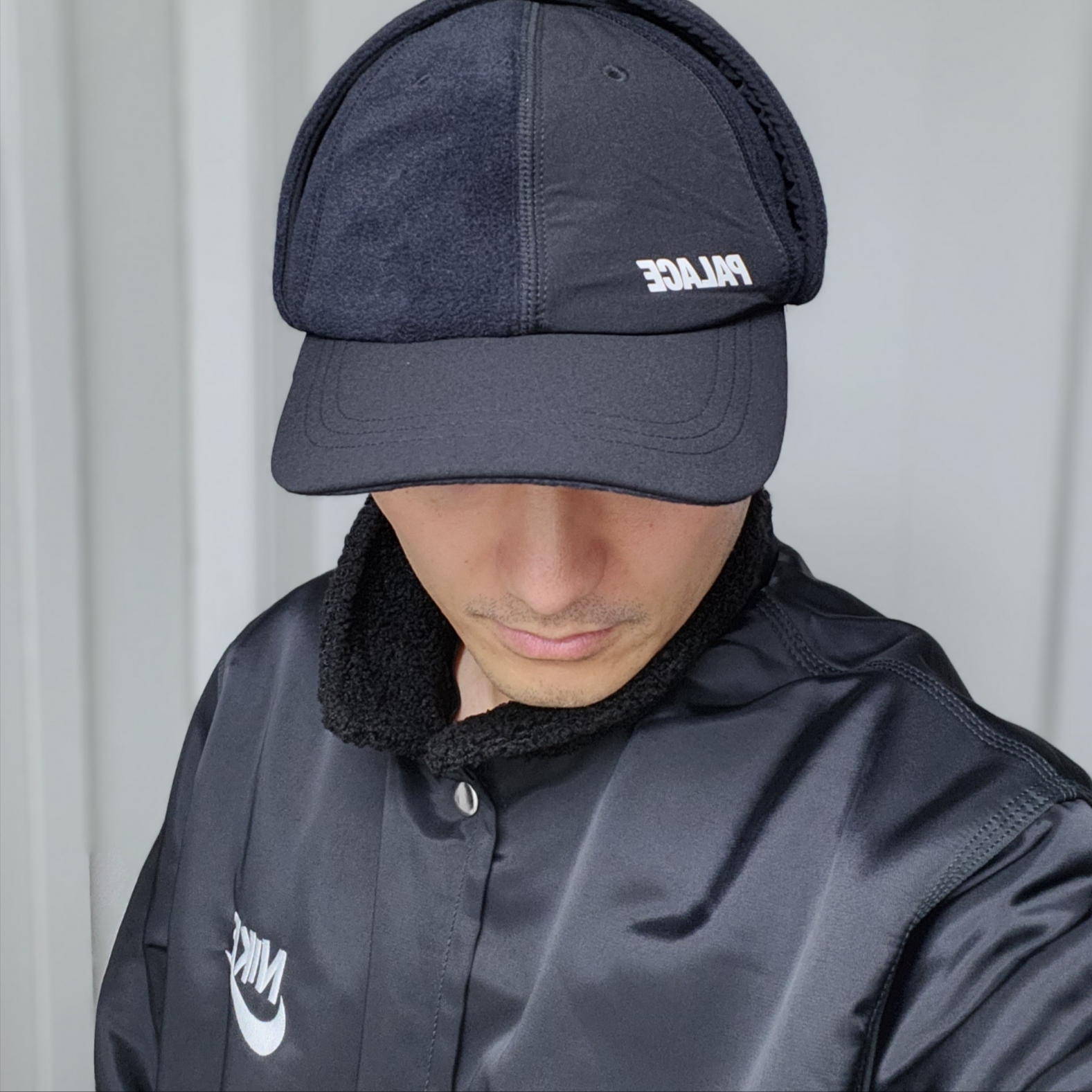 Palace Polartec Warmdome Earflap 5-Panel Black - 23FW, Essentials Relaxed Hoodie Off Black - 22FW 착용 스타일 - 2