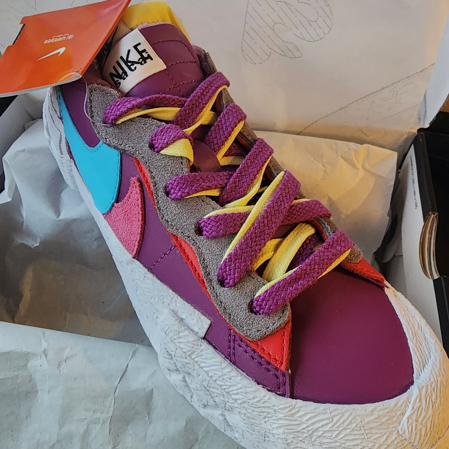 Nike x Sacai x Kaws Blazer Low Purple Dusk 착용 스타일