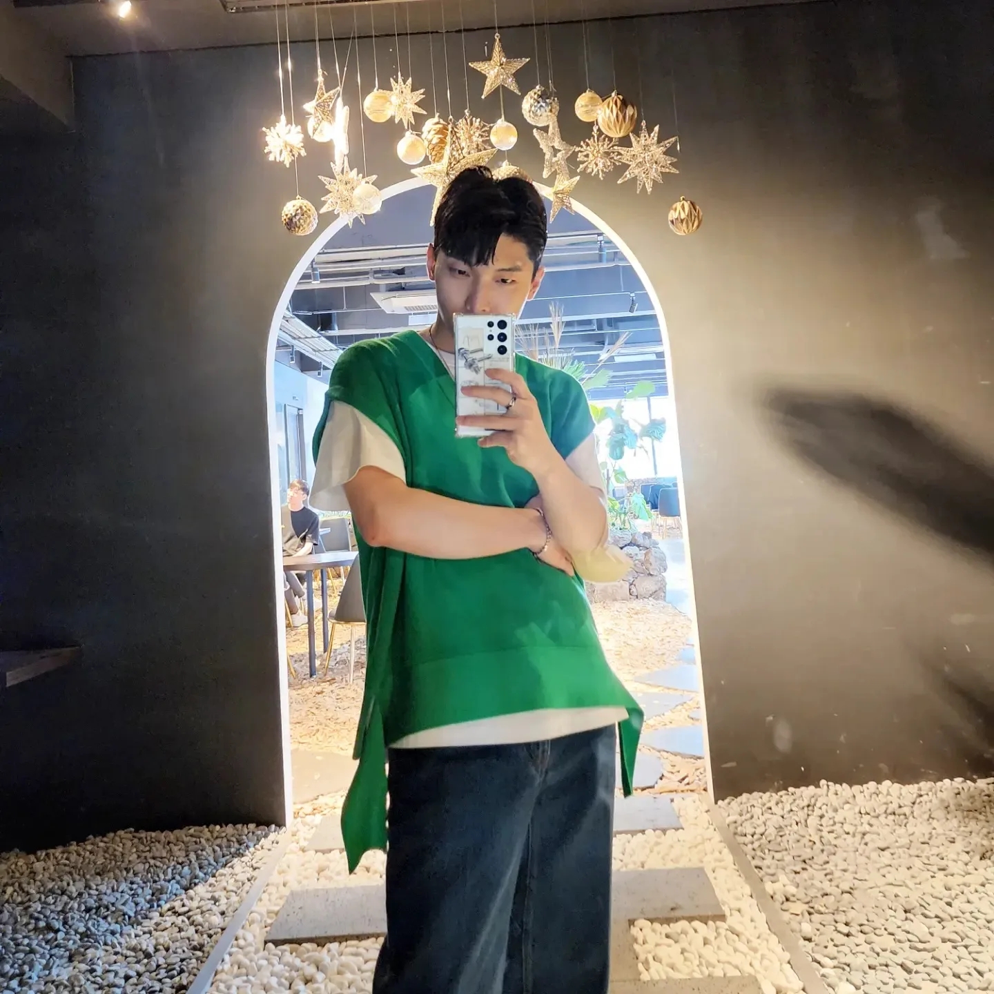 Wooyoungmi Knit Vest Green - 22SS 착용 스타일