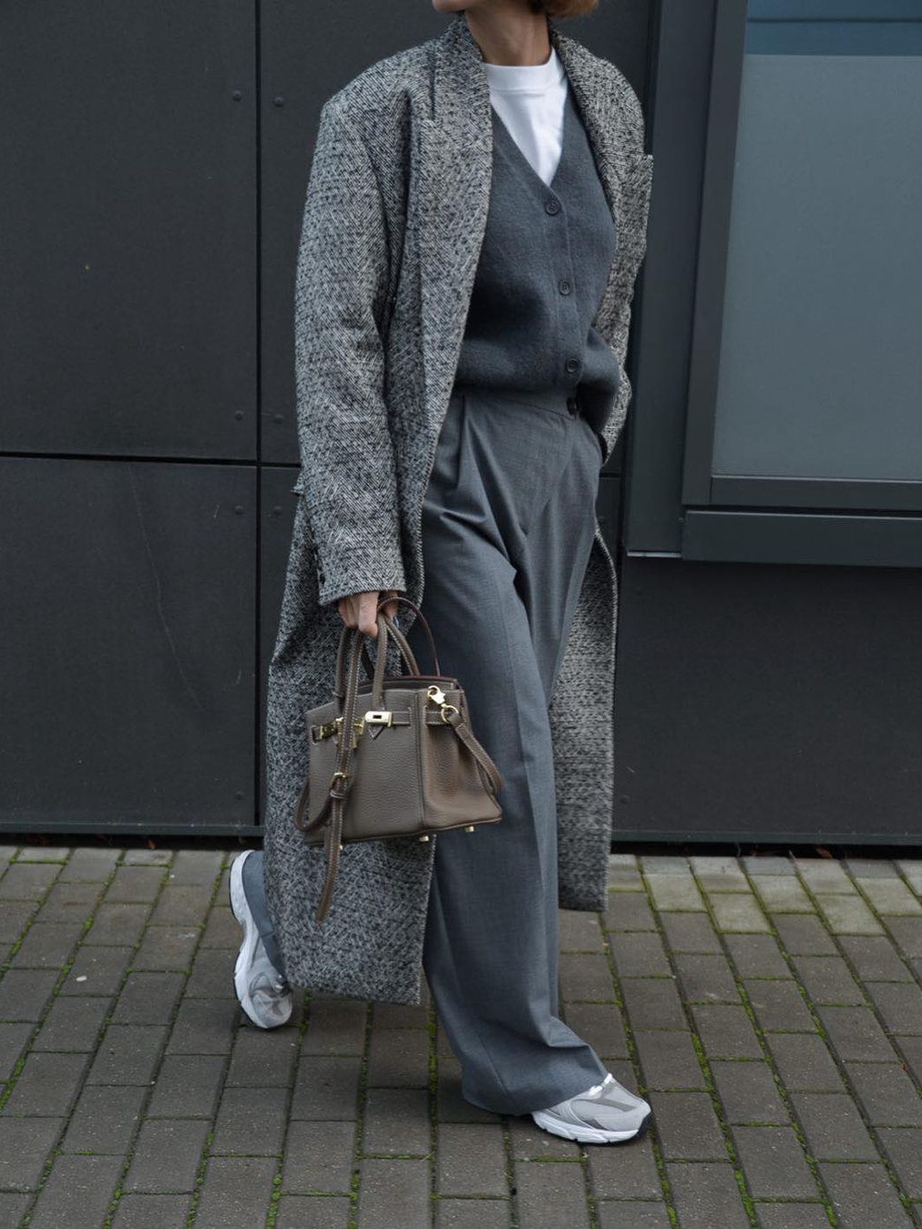 (W) Play Comme des Garcons Black Heart Knit Cardigan Grey, Andersen Andersen Skipper Jacket Grey 착용 스타일 - 3