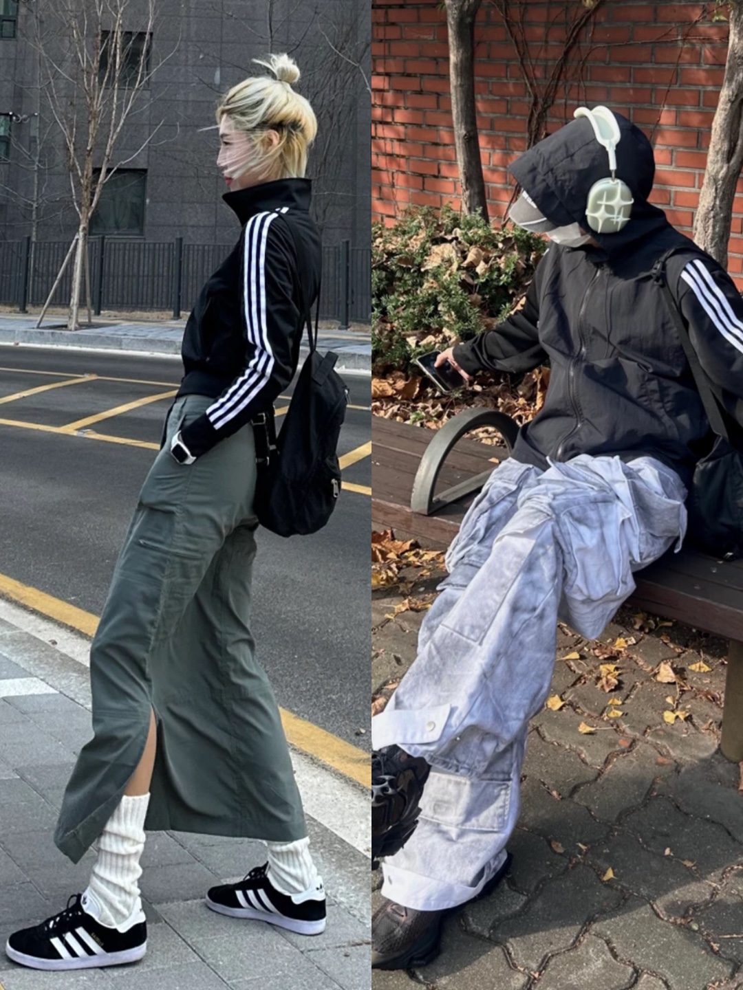 Palace x Adidas Hooded Firebird Track Top White - 23SS, Adidas Originals Beckenbauer Track Jacket Maroon - KR Sizing 착용 스타일 - 3