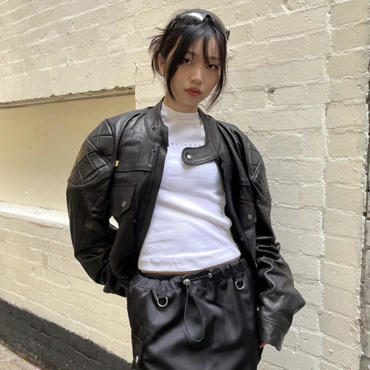 Martine Rose Leather Rider Jacket Black 착용 스타일 - 1