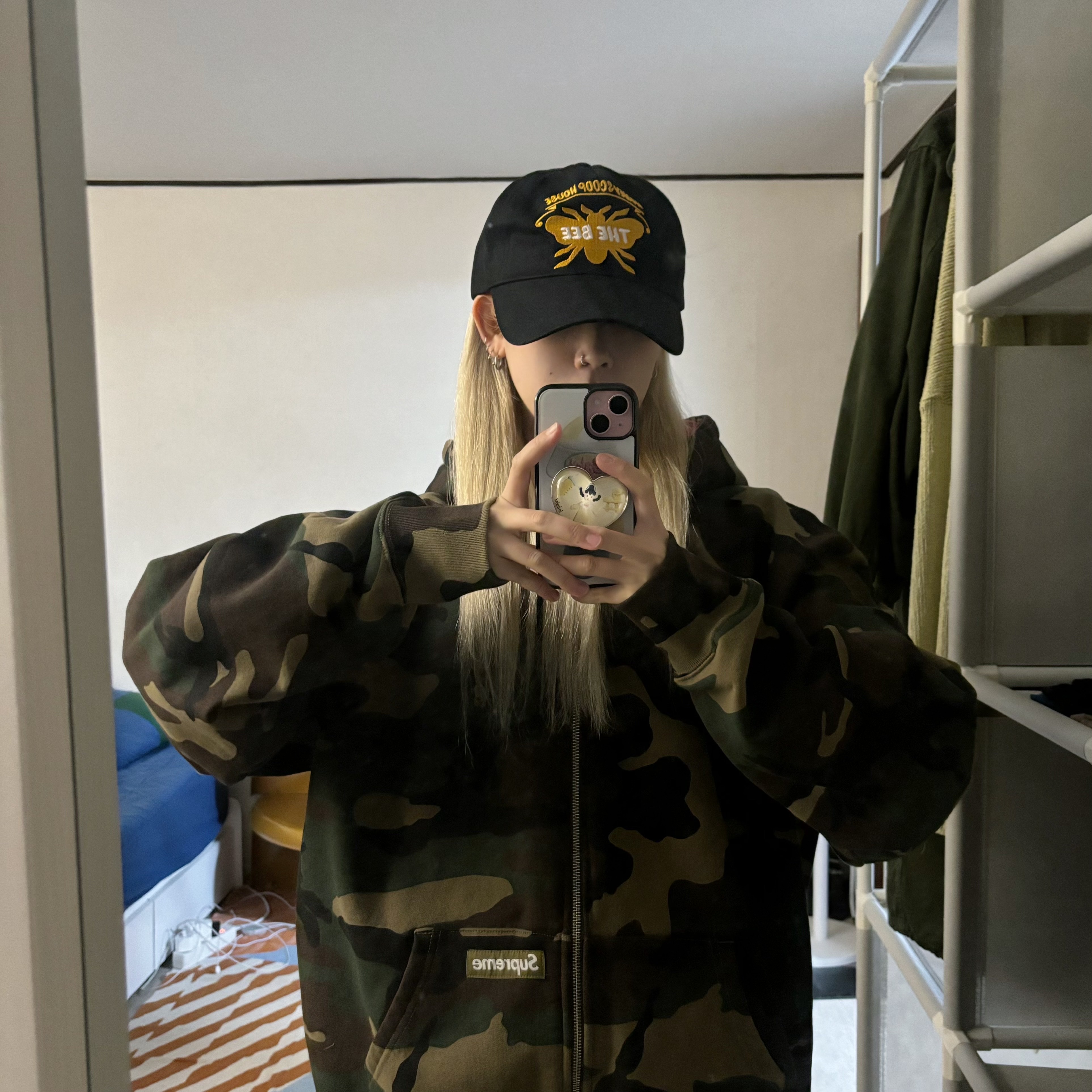 Supreme Double Hood Facemask Zip Up Hooded Sweatshirt Woodland Camo - 22FW 착용 스타일