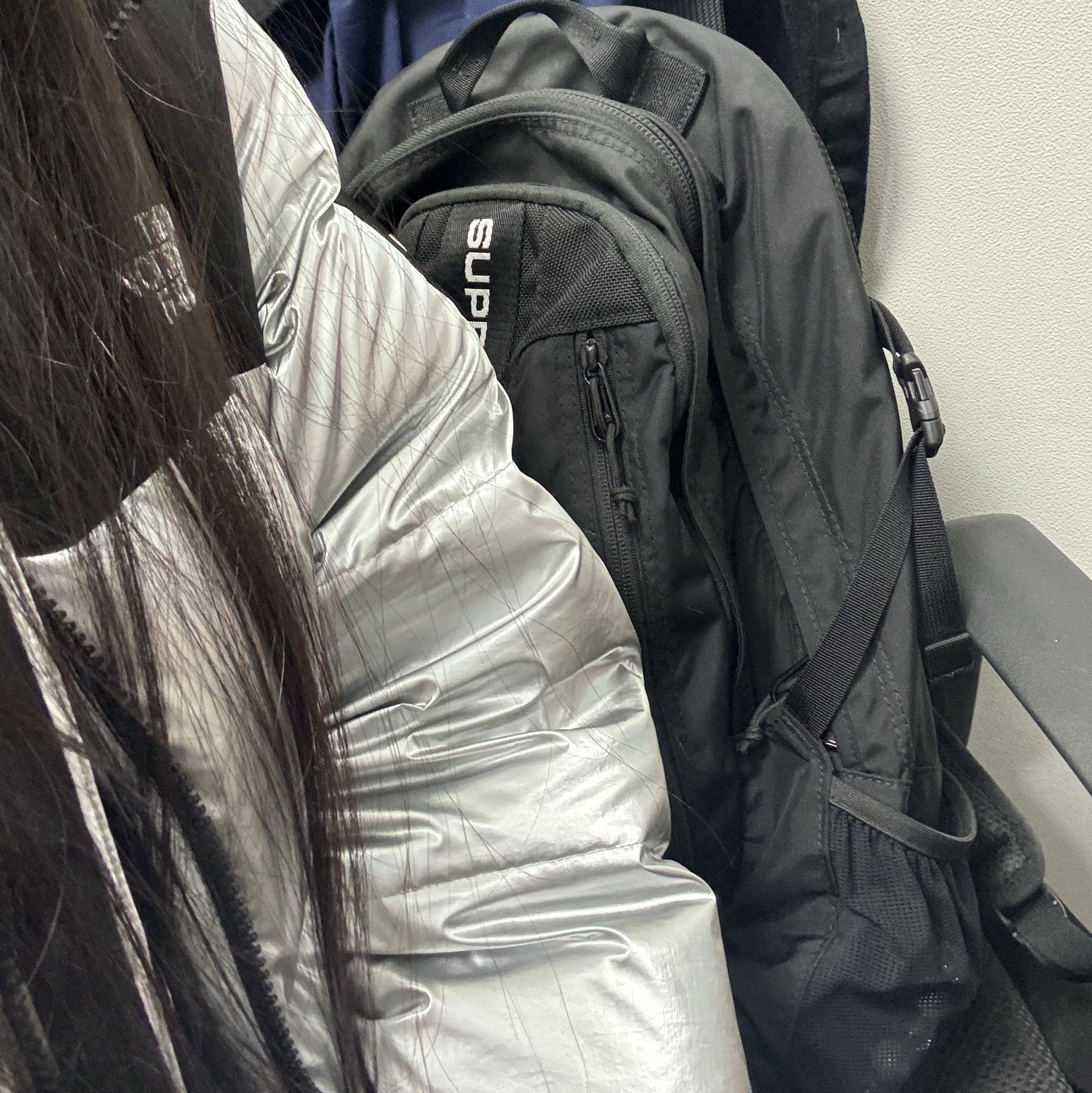 Supreme Backpack Black - 22FW, (W) The North Face White Label Novelty Nuptse Down Jacket SE Silver 착용 스타일 - 2