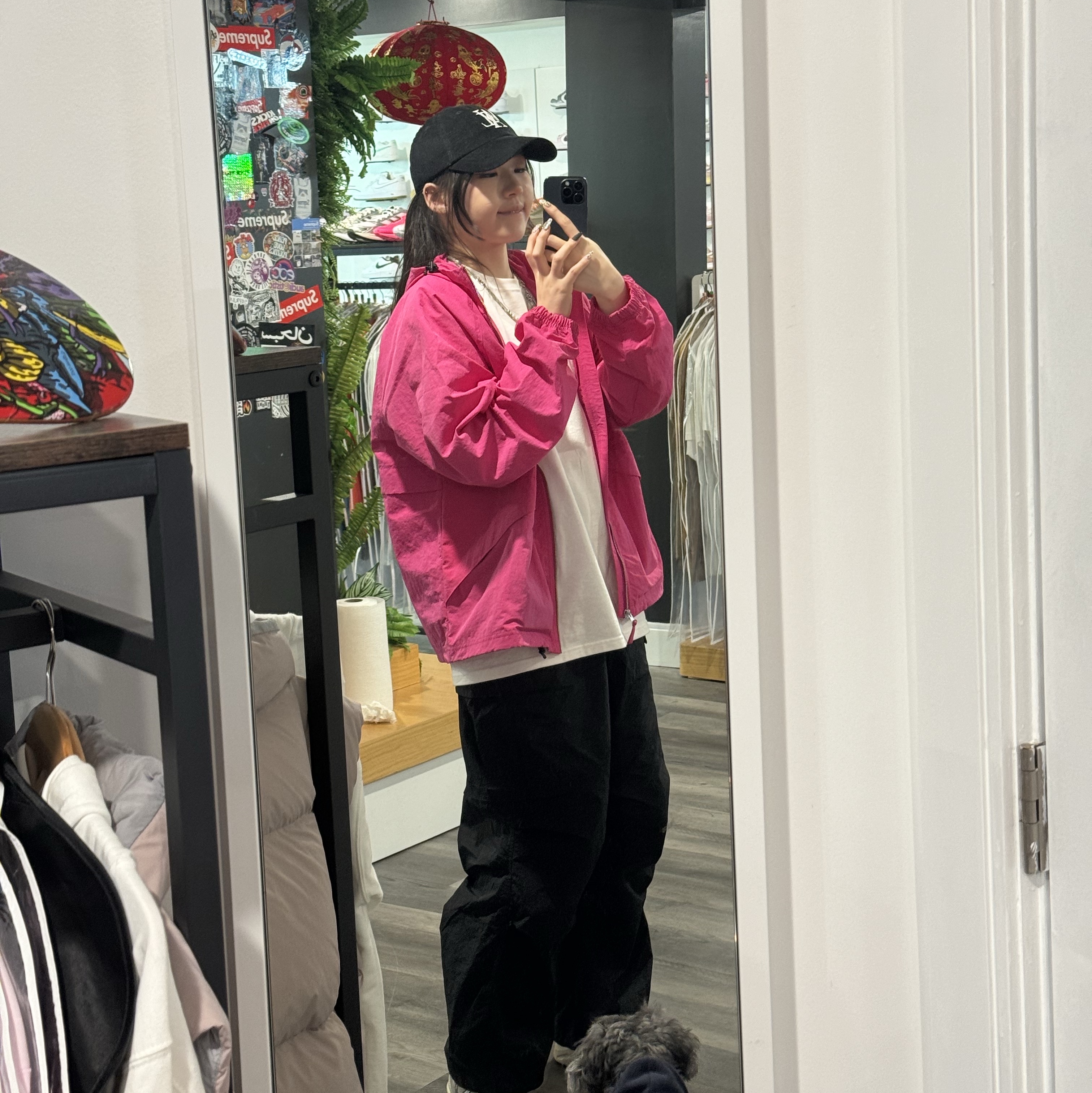Stussy Wave Dye Beach Shell Jacket Fuchsia, New Balance 530 Steel Grey 착용 스타일 - 2