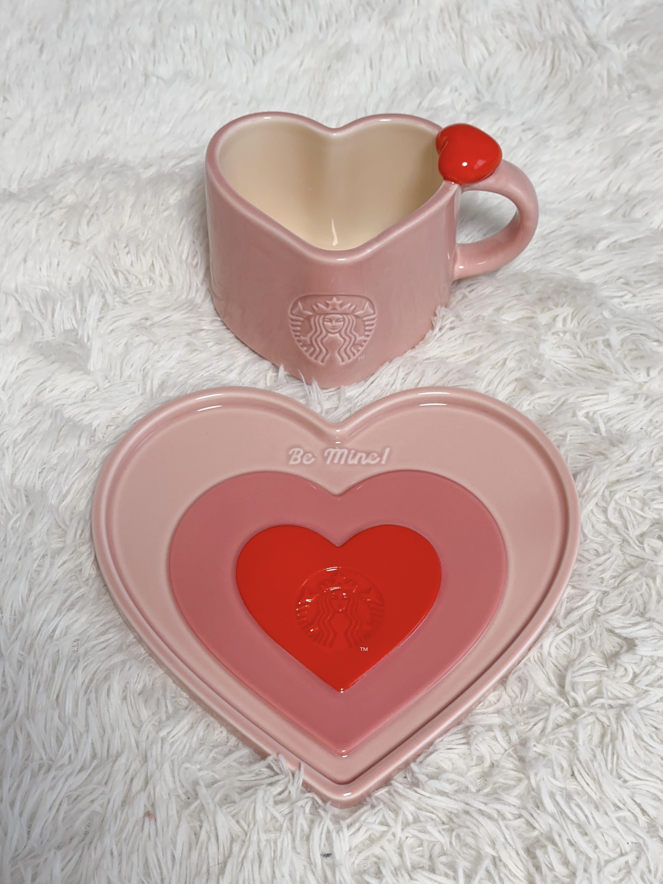 Starbucks Be Mine Bear Fabric Keychain, Starbucks Popping Love Bowl & Cutlery Set 착용 스타일 - 6