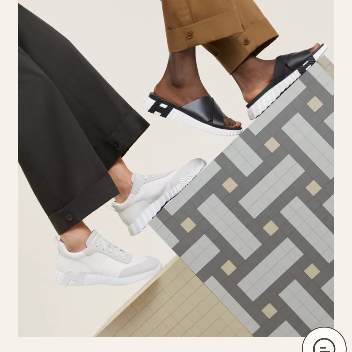 Hermes Bouncing Sneakers Mesh Suede Goatskin & Blanc 착용 스타일