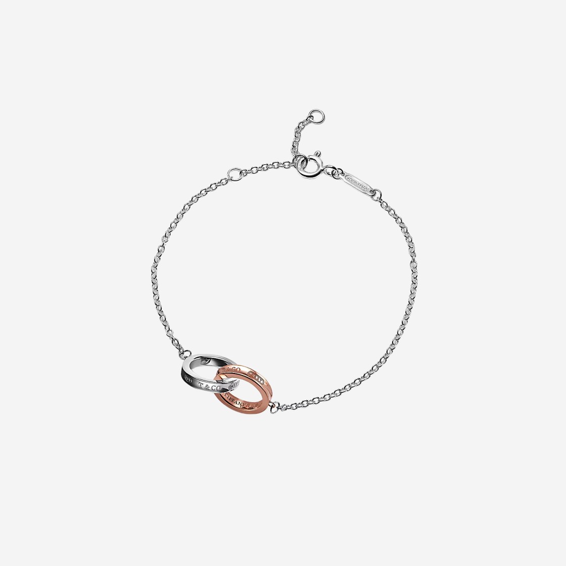 Tiffany & Co. Tiffany 1837 Interlocking Circle Chain Bracelet Sterling Silver & Rose Gold 상세 이미지 1