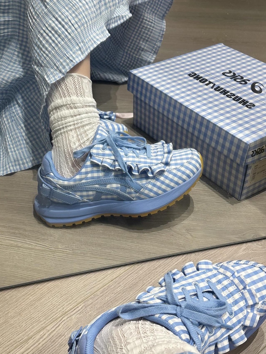 Asics x Shushu/Tong Tarther SC Plus Blue Gingham 착용 스타일 - 2