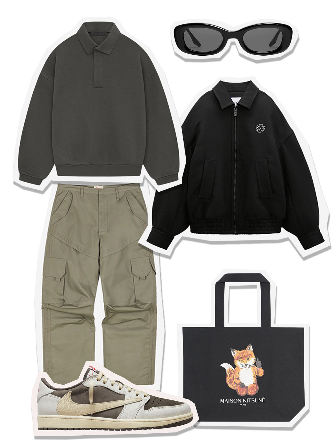 Zara x Ader Error Oversize Collar Bomber Jacket Black, Essentials Longsleeve Polo Ink - 24SS 착용 스타일 - 1
