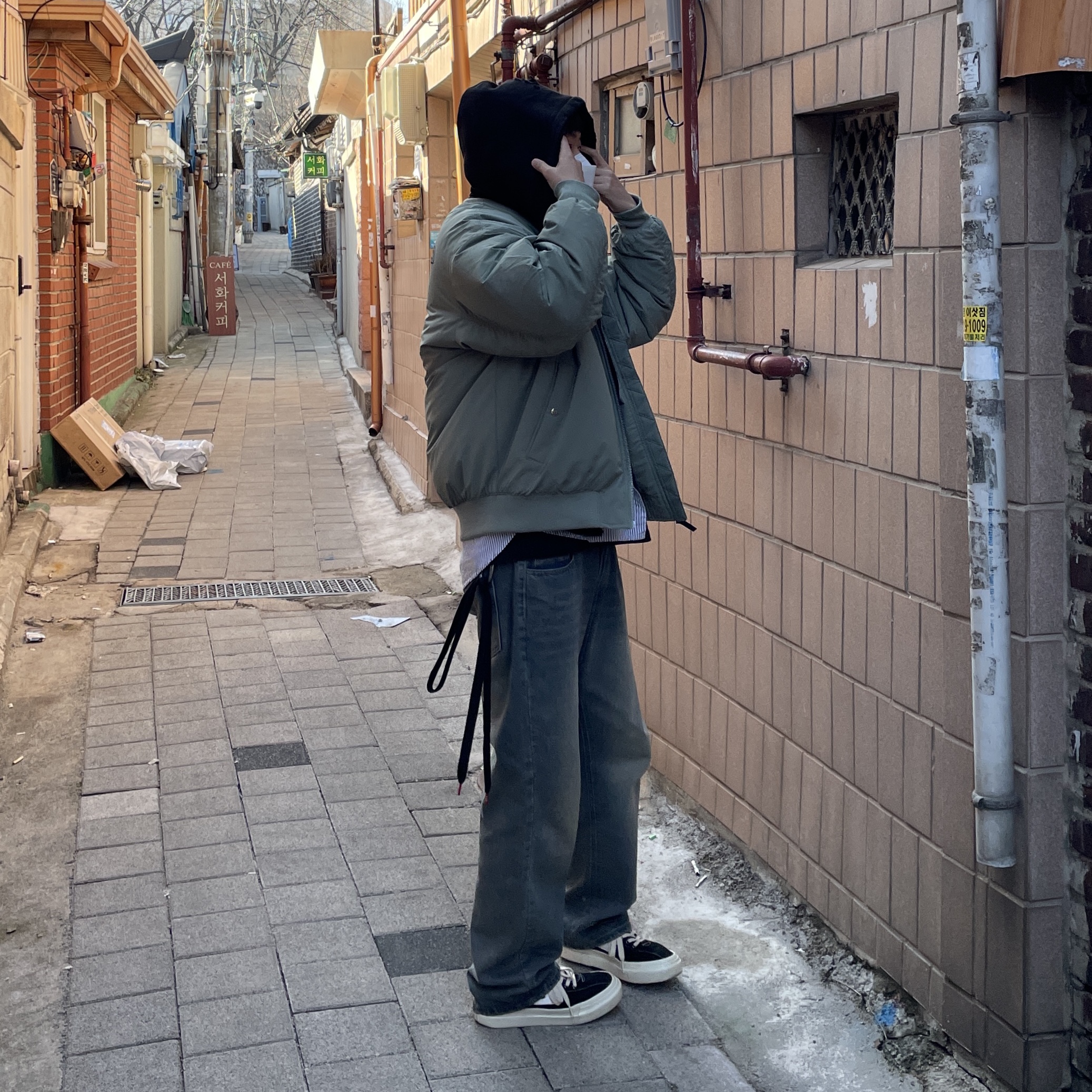 The North Face White Label Vilan Heat Blouson Light Khaki, Stussy Basic Stussy Zip Hoodie Black 2023 착용 스타일 - 2
