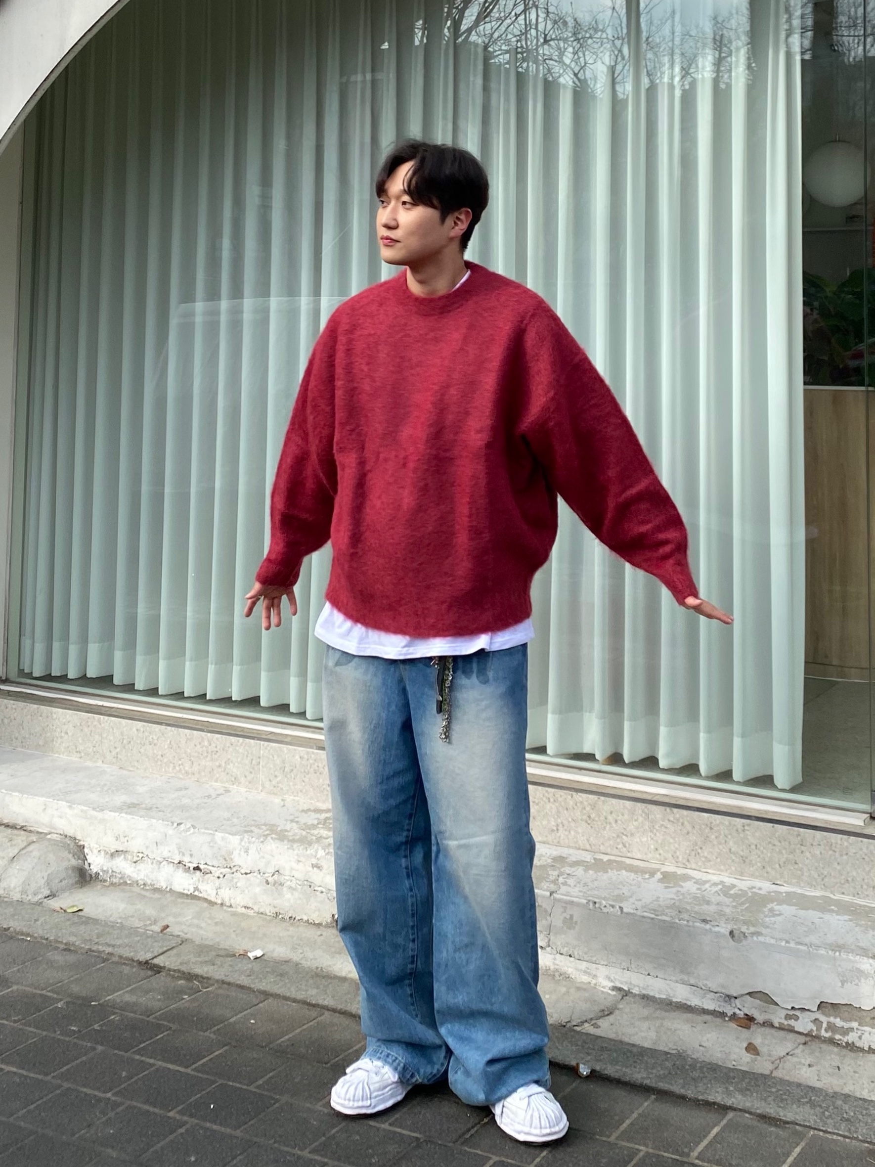 Maison Mihara Yasuhiro Blakey OG Sole Canvas Low-top Sneakers White, Maison Mihara Yasuhiro Blakey OG Sole Leather Low-top Sneakers White 착용 스타일 - 2