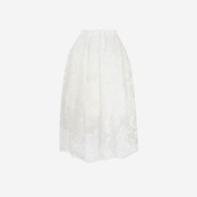 (W) Simone Rocha Lace Overlay Tulle Midi Skirt White