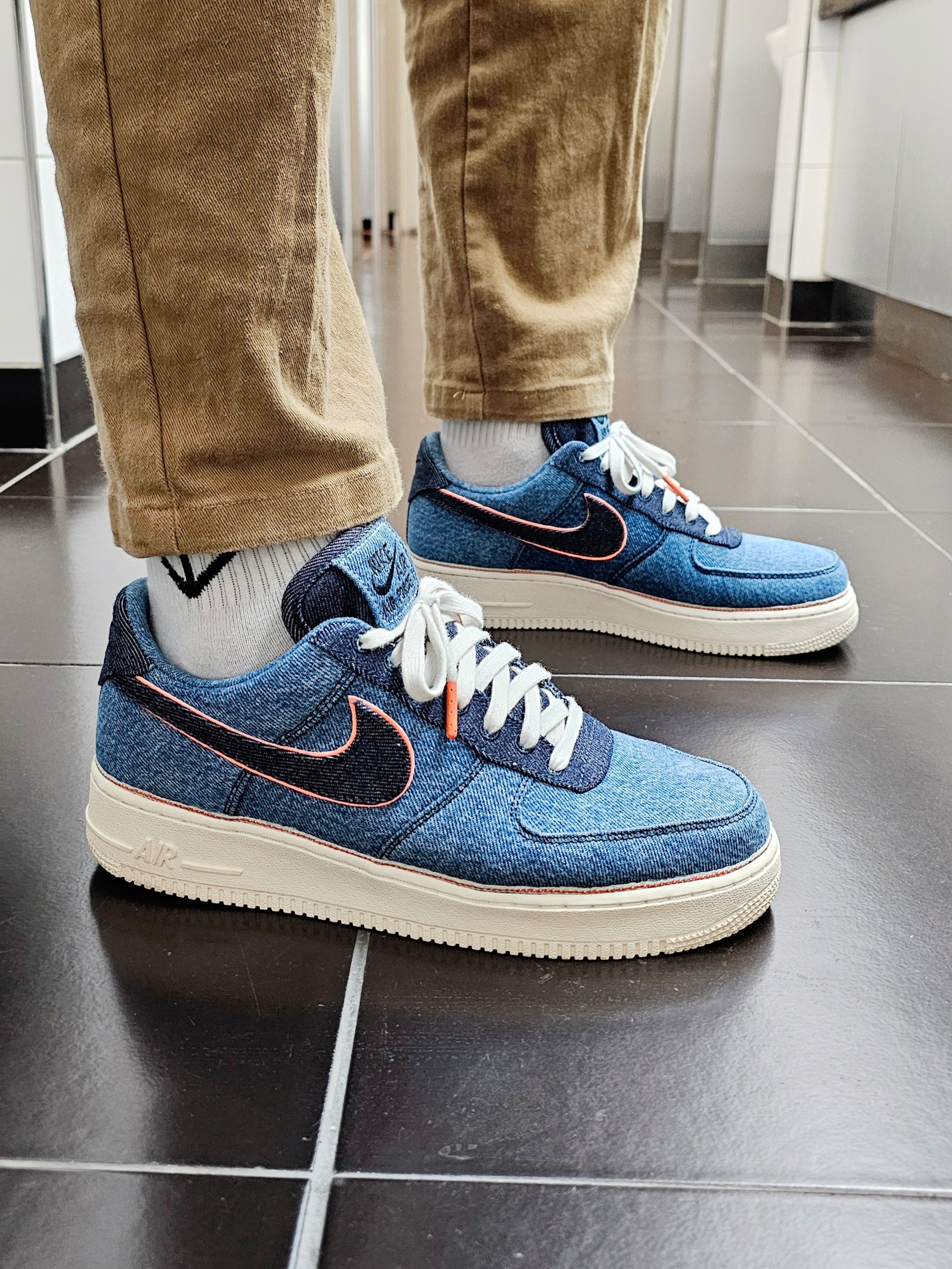 Nike x 3x1 Air Force 1 '07 PRM Stonewash Blue 착용 스타일