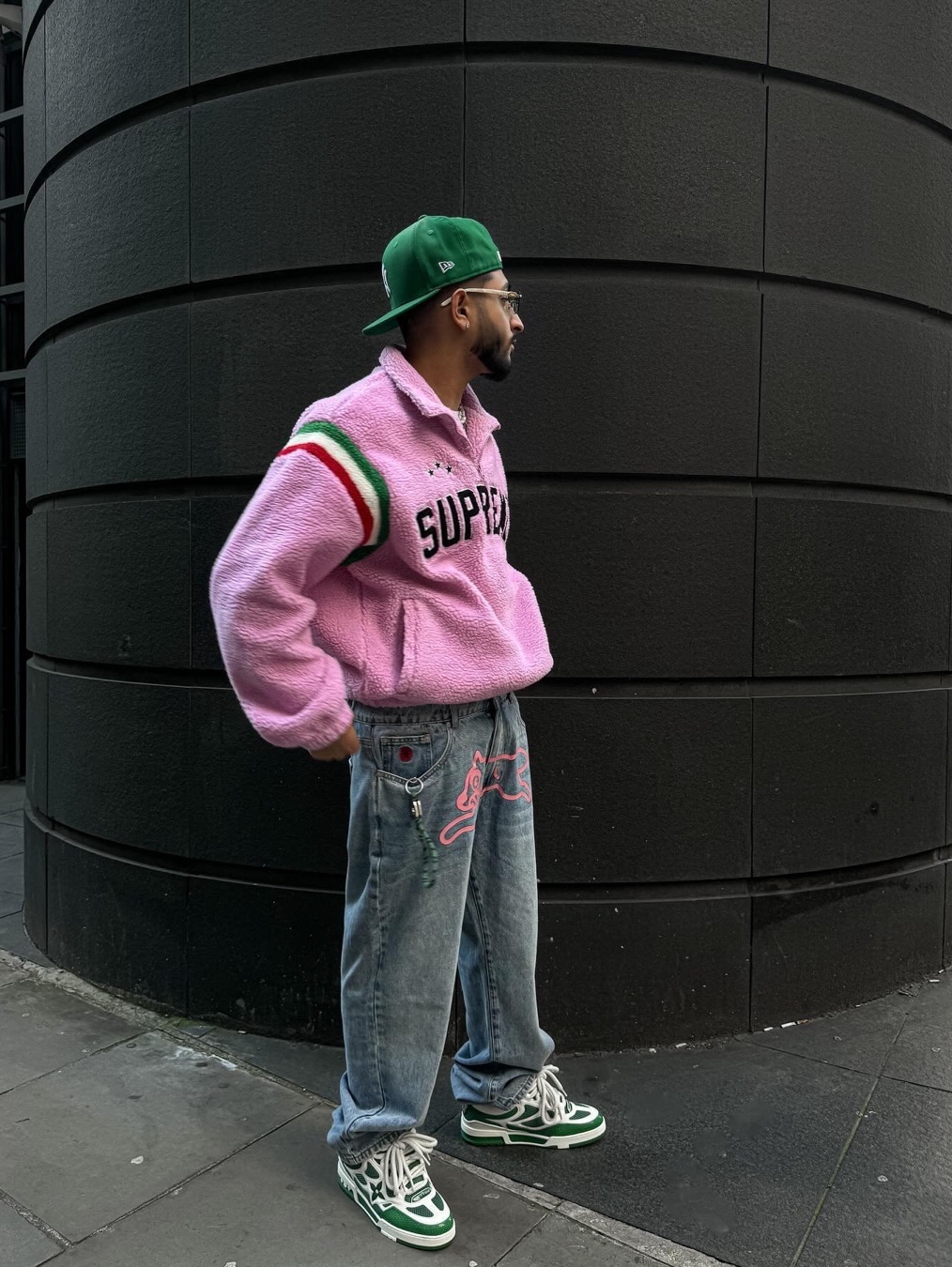 Stussy Shaggy Cardigan Light Pink, Supreme Arc Half Zip Fleece Pullover Pink - 23FW 착용 스타일 - 3