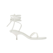 (W) Zara Lace Up Leather Sandals with Straps White
