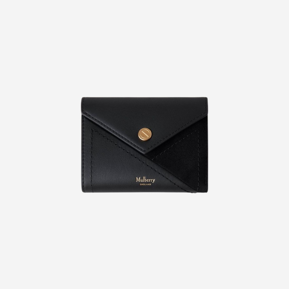 Mulberry Matte Smooth Calf and Goat Suede M Zipped Triford Wallet Black 상세 이미지 1