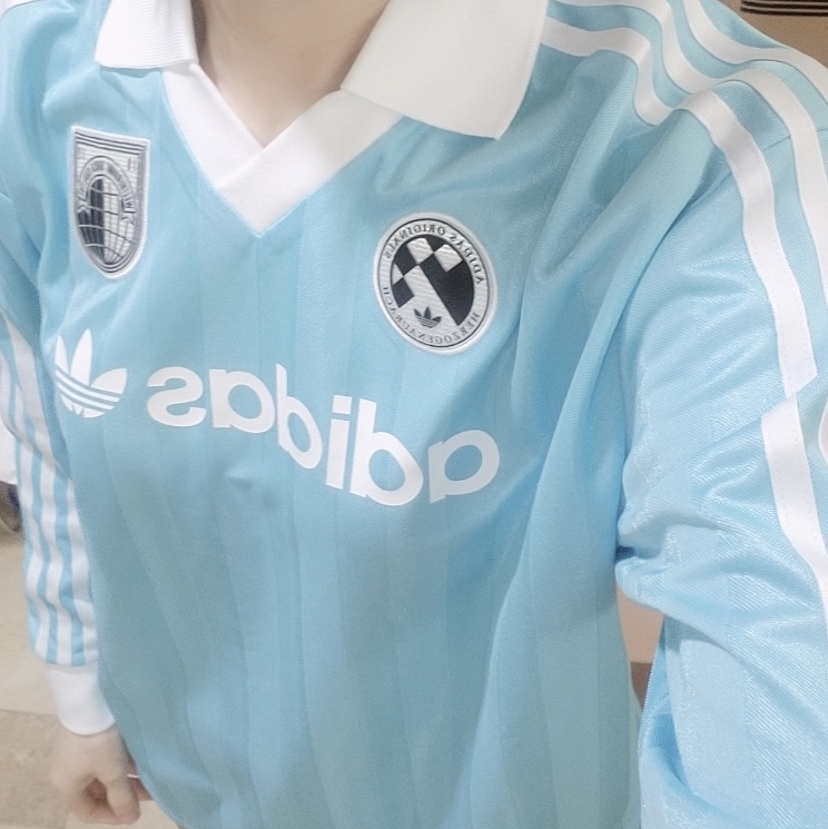 (W) Adidas Football Long Sleeve T-Shirt Light Aqua - KR Sizing 착용 스타일