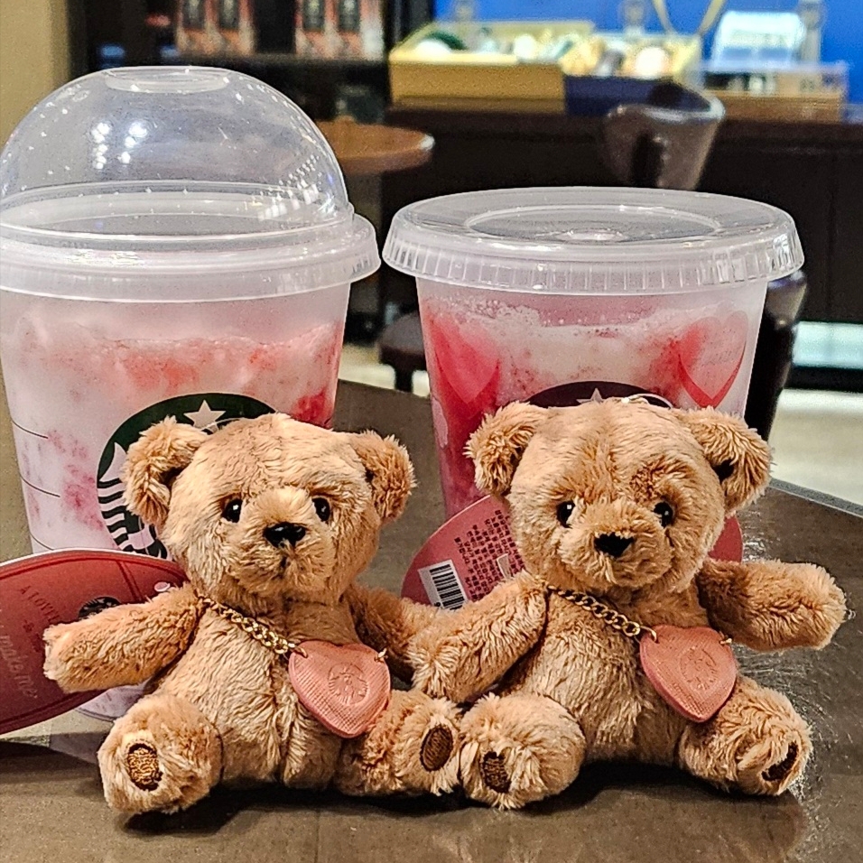 Starbucks Be Mine Bear Fabric Keychain 착용 스타일
