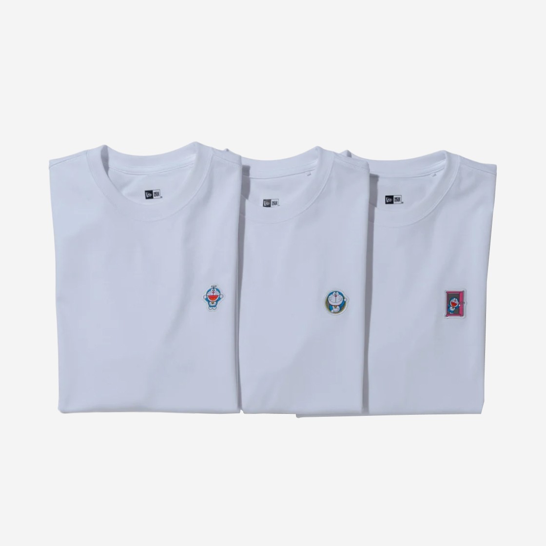 New Era x Doraemon Short Sleeve Performance T-Shirt Doraemon Assorted Patch White (3 Pack) 상세 이미지 1