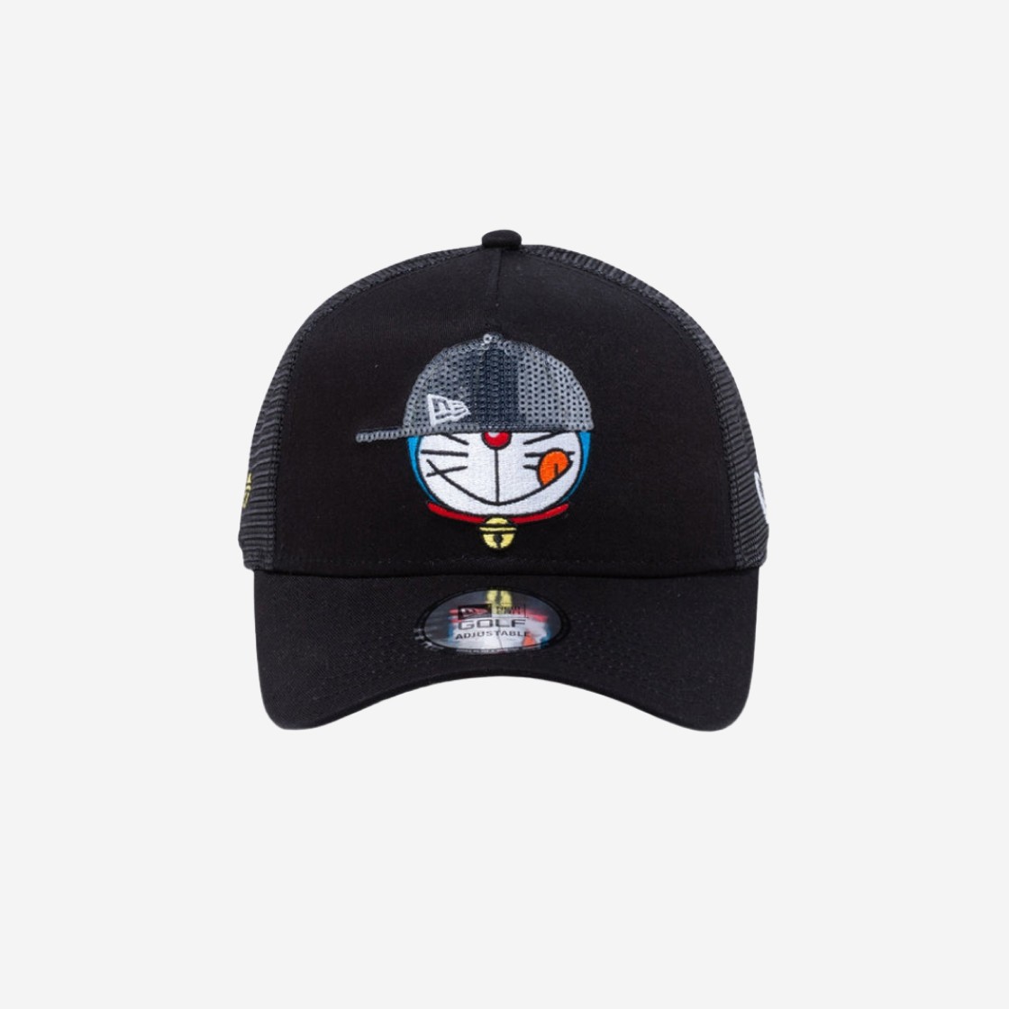 New Era x Doraemon Golf 9Forty Cap A Frame Tracker Doraemon Sequins Black 상세 이미지 1