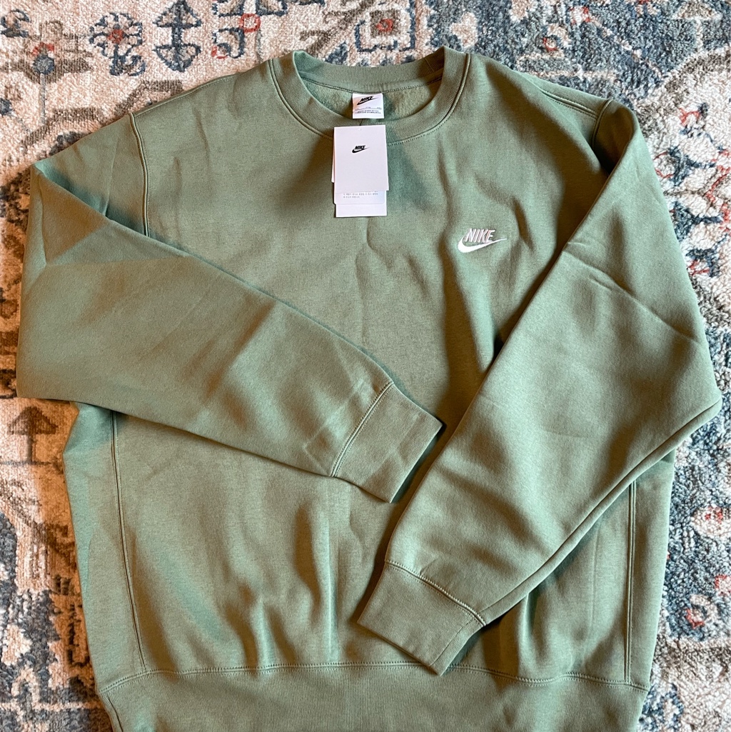 Nike NSW Club Fleece Crew Sweatshirt Oil Green - Asia 착용 스타일 - 1