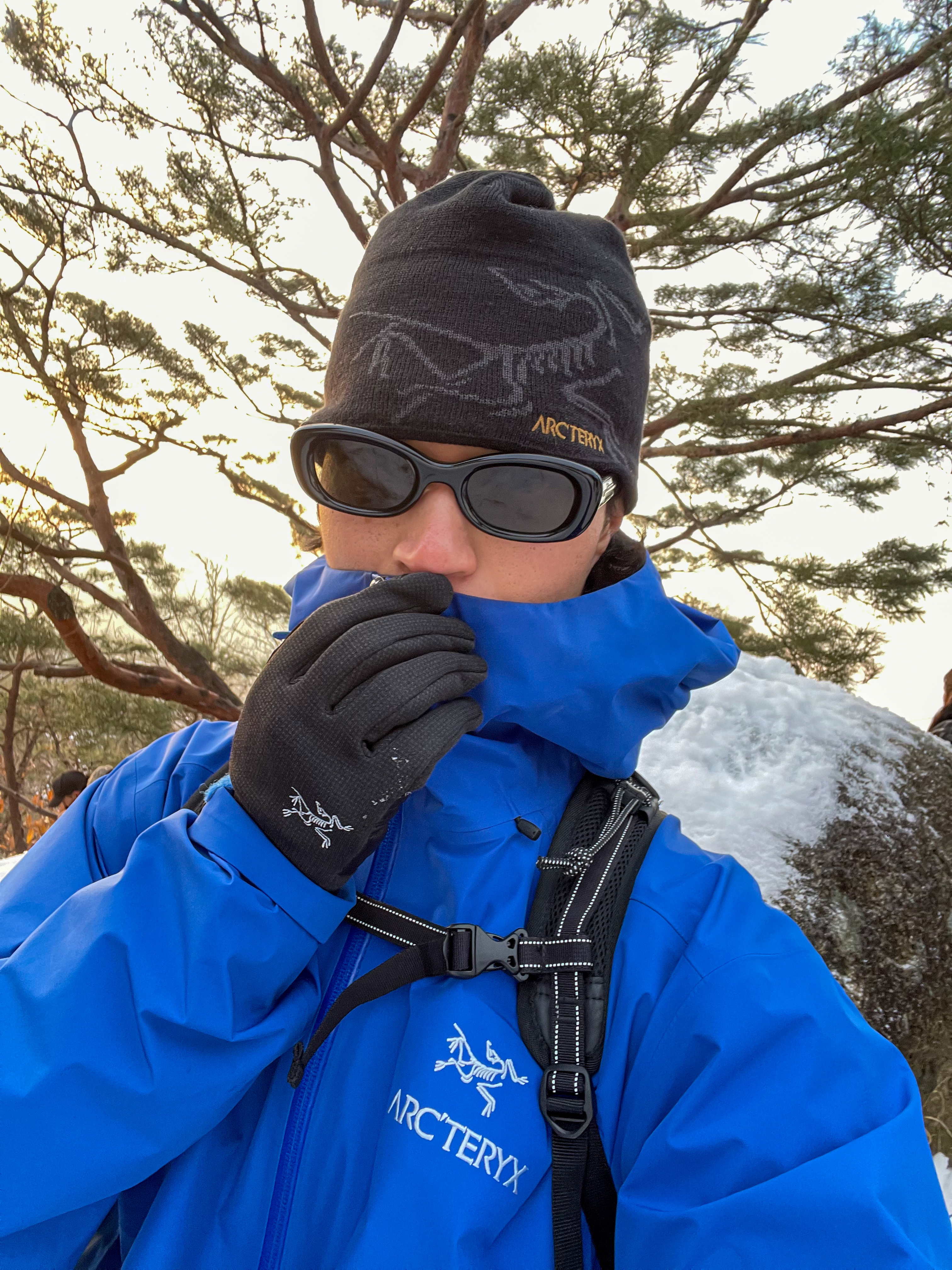 Arc'teryx Beta LT Jacket Vitality, Arc'teryx Bird Head Toque 24K Black 착용 스타일 - 1